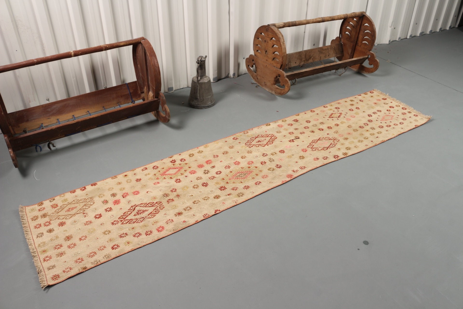 Merdiven Halıları, Sessiz Halı, Türk Halısı, Ev Dekorasyonu Halısı, Koridor Halısı, Vintage Halılar, Kilim, 1.9x8.5 ft Runner Halıları, Bej Oushak Halısı, Oushak Halısı