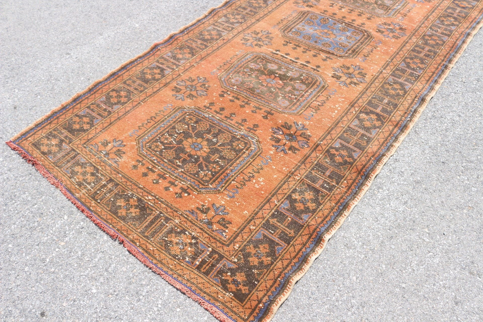 Vintage Rug, Home Decor Rug, Floor Rug, Living Room Rug, Salon Rugs, Turkish Rug, Kitchen Rugs, Orange Wool Rug, 4.7x10.7 ft Large Rugs