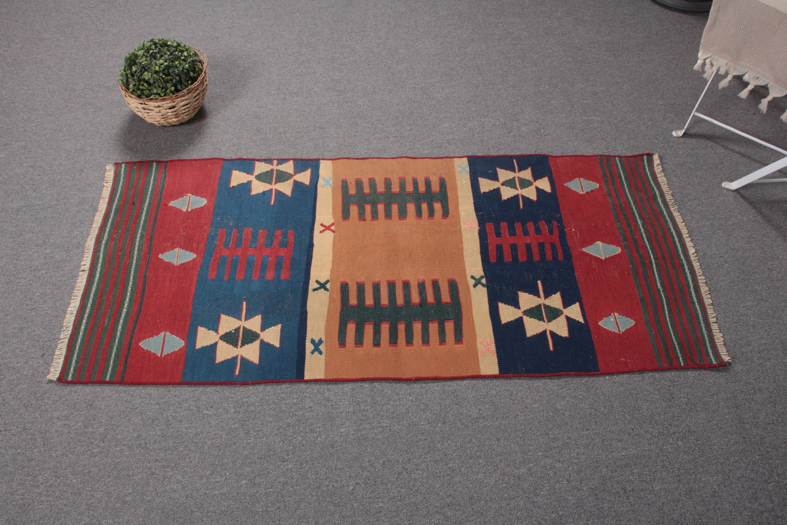 Kahverengi Havalı Halı, Vintage Halılar, Kilim, 2.1x4.5 ft Küçük Halı, Anadolu Halıları, Soluk Halılar, Türk Halısı, Banyo Halısı, Antika Halılar, Yatak Odası Halıları