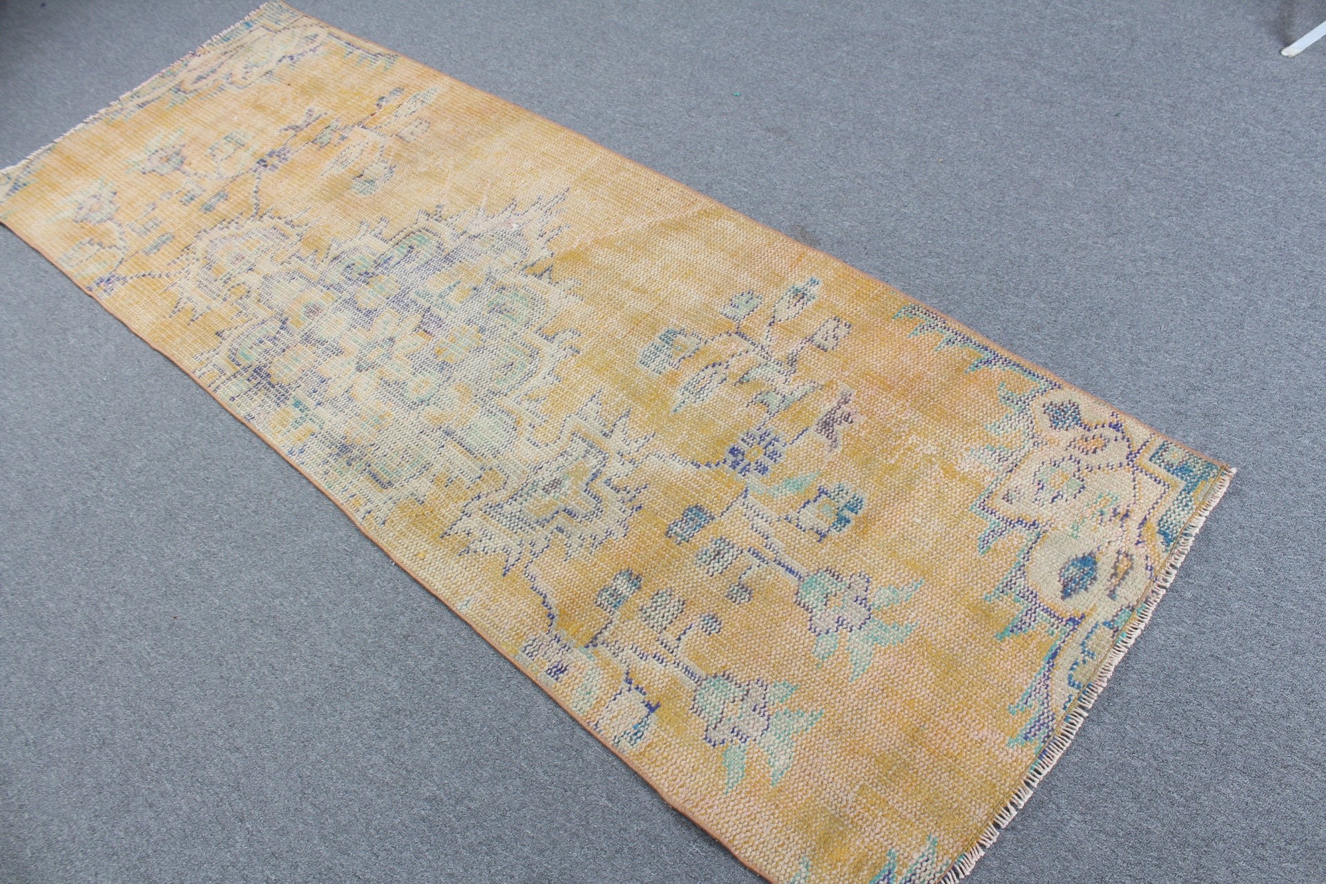 2.6x7.3 ft Runner Rug, Anatolian Rug, Outdoor Rugs, Cool Rug, Hallway Rugs, Vintage Rug, Yellow Oushak Rug, Rugs for Runner, Turkish Rug