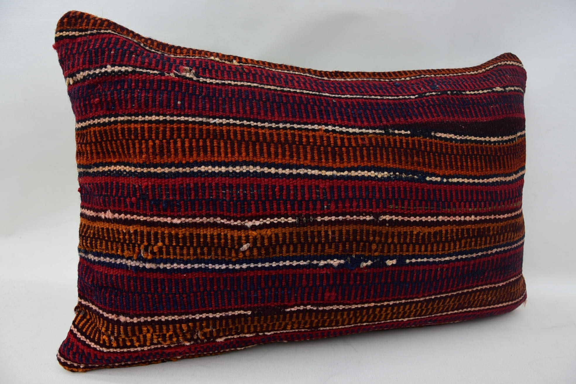 Vintage Kilim Throw Pillow, 16"x24" Red Pillow Case, Meditation Pillow Sham, Pillow for Sofa, Home Decor Pillow, Nautical Throw Cushion