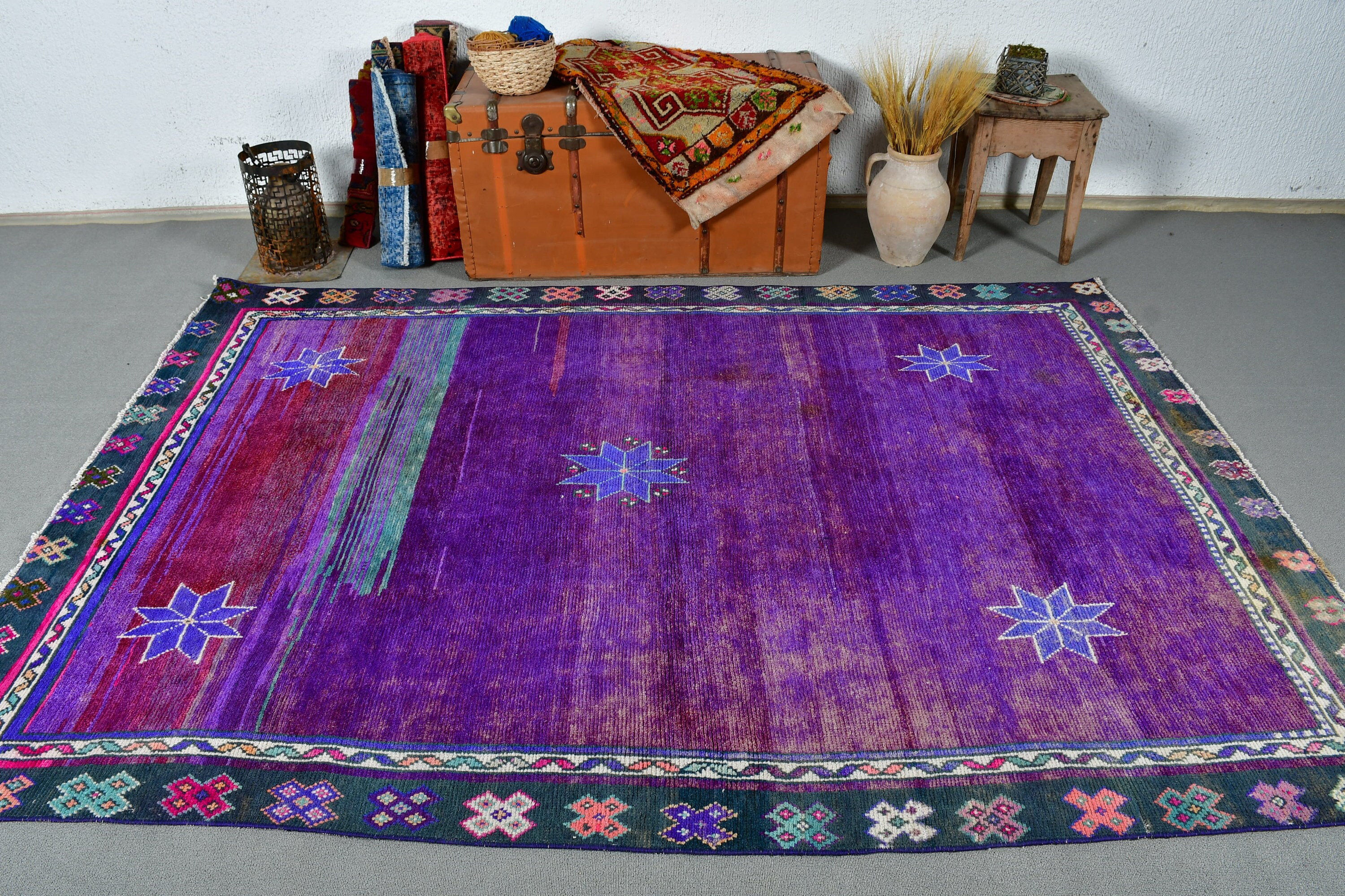 Bedroom Rugs, 5.6x8.1 ft Large Rug, Purple Oriental Rug, Turkish Rug, Vintage Rug, Floor Rugs, Living Room Rugs, Antique Rugs, Handmade Rug