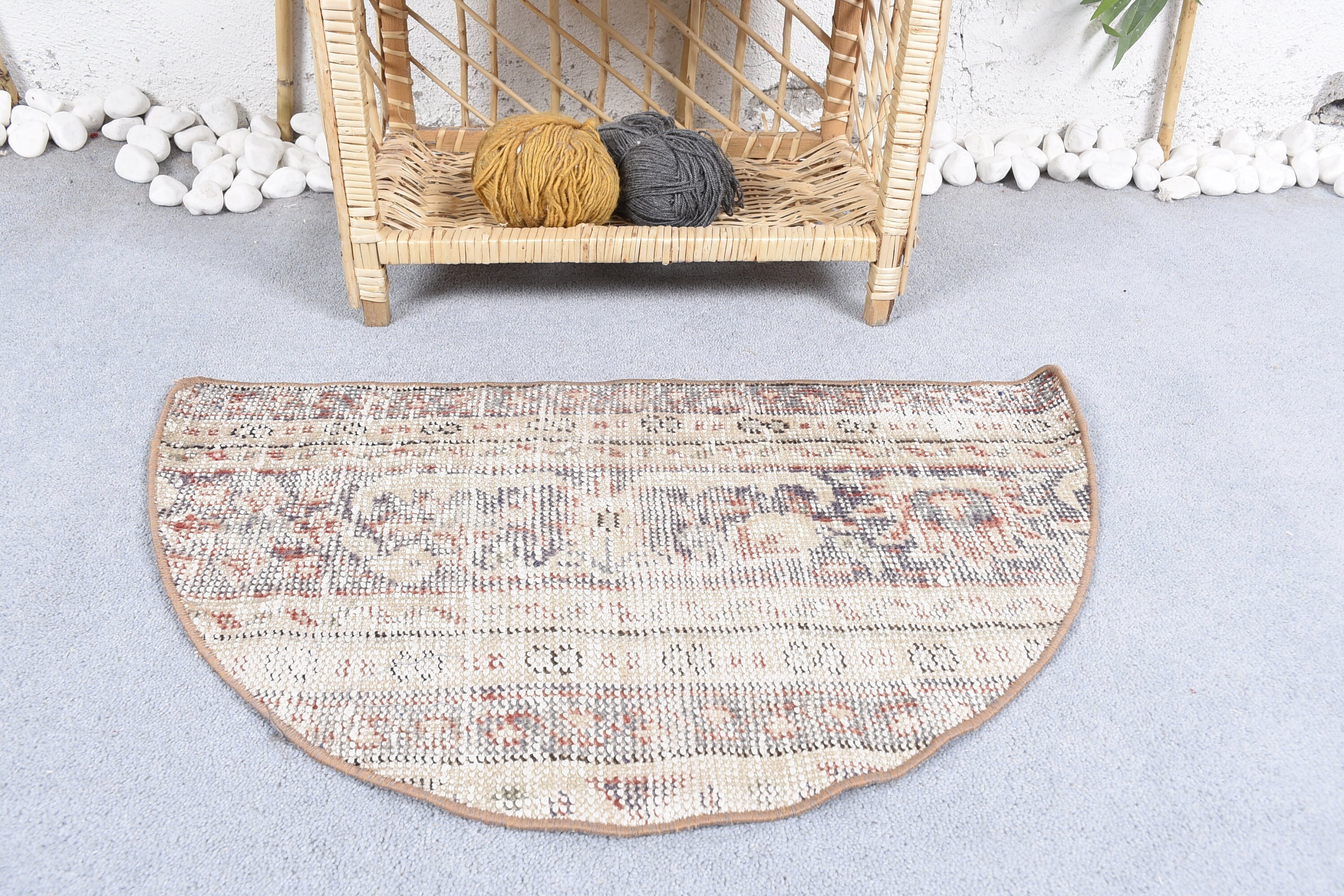 Home Decor Rug, Rugs for Wall Hanging, Kitchen Rug, Bedroom Rug, 2.5x1.5 ft Small Rugs, Beige Antique Rug, Turkish Rug, Vintage Rugs