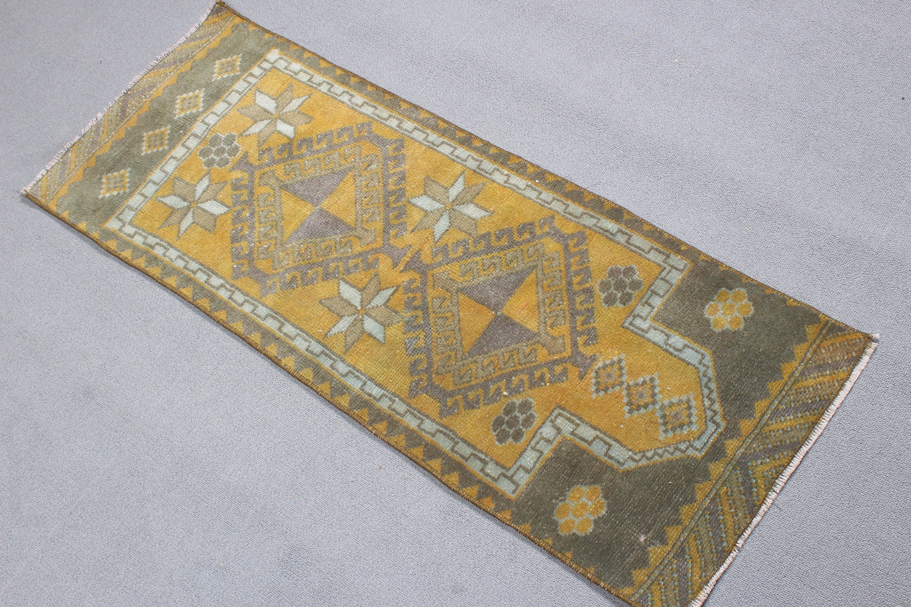 Yellow Handwoven Rugs, Kitchen Rug, Boho Rug, Bath Mat Cute Rug, Antique Rugs, Bath Rug, Vintage Rugs, 1.5x3.8 ft Small Rugs, Turkish Rug