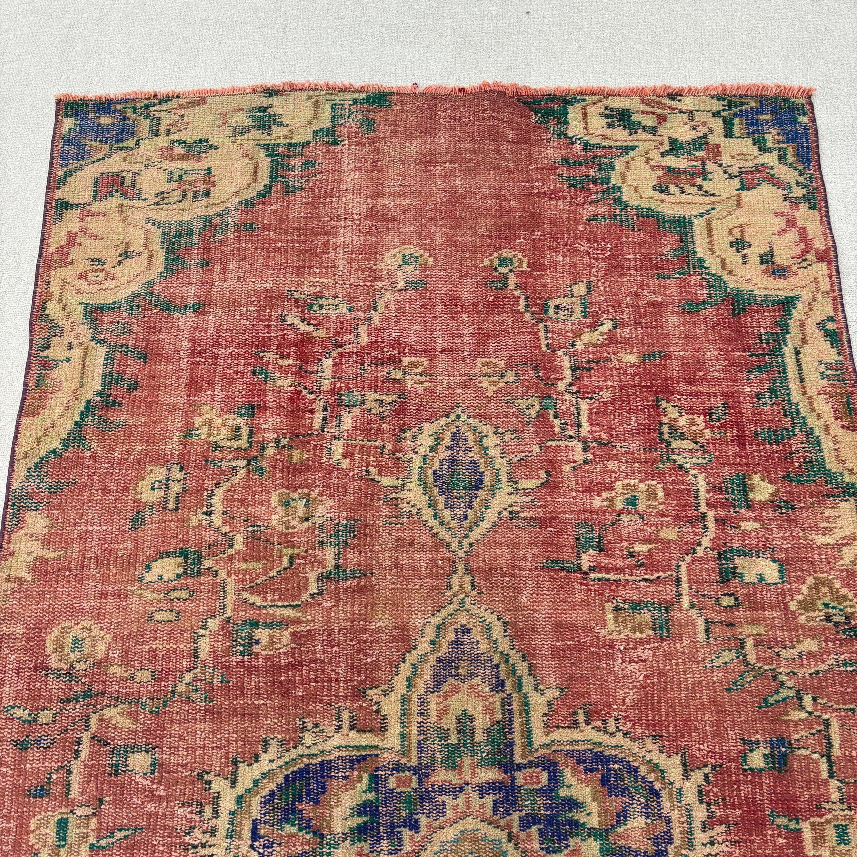 Cool Rugs, Turkish Rugs, Luxury Rugs, Rugs for Kitchen, 3.9x8 ft Area Rugs, Living Room Rug, Vintage Rugs, Floor Rug, Red Handwoven Rug