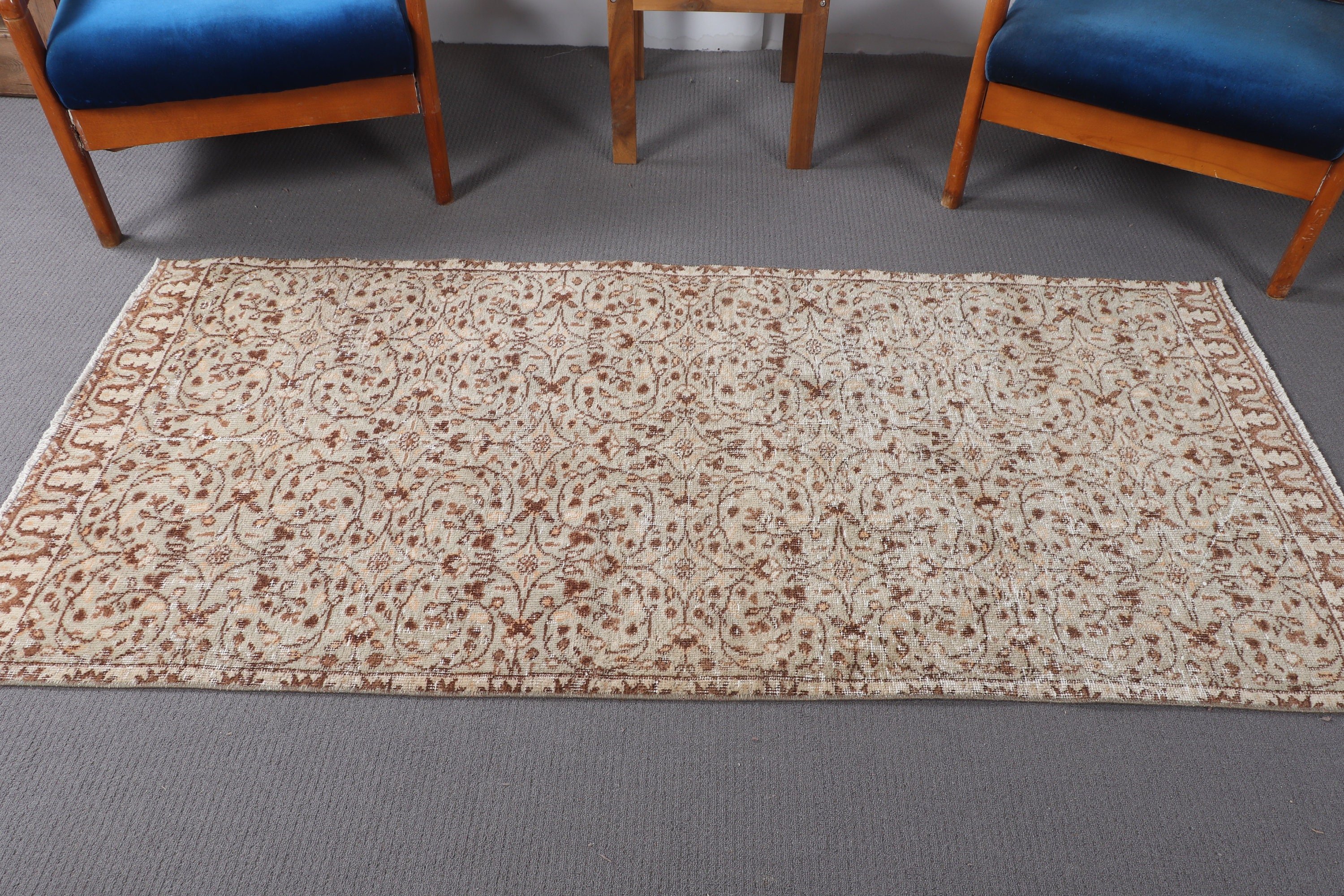 Turkish Rug, Kitchen Rugs, 3.1x6.6 ft Accent Rug, Vintage Rugs, Home Decor Rug, Beige Geometric Rug, Vintage Accent Rugs, Luxury Rug