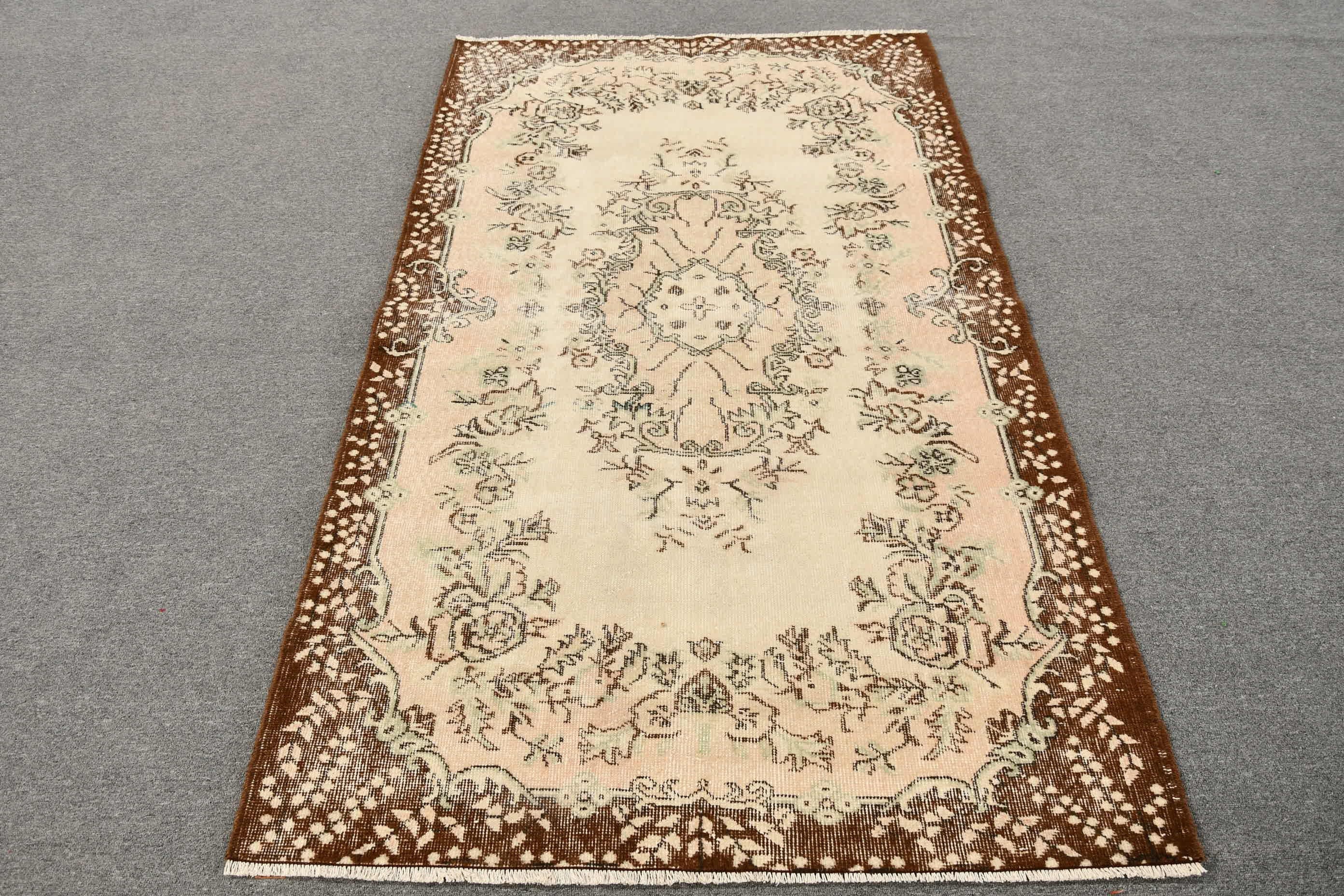 Vintage Rug, Floor Rugs, Kitchen Rug, Beige  3.9x6.7 ft Area Rug, Oriental Rugs, Living Room Rug, Indoor Rug, Turkish Rugs