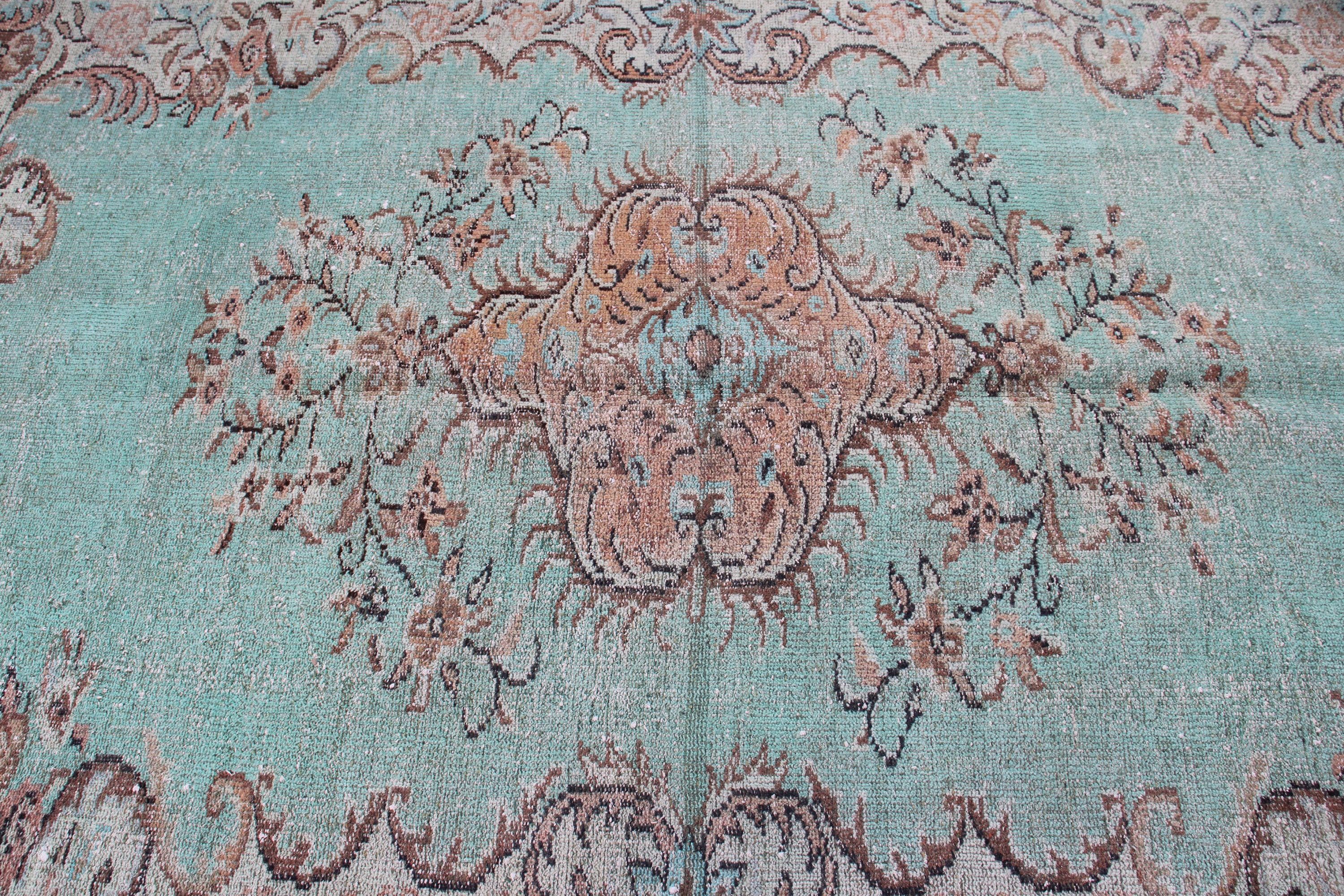 Vintage Halı, Türk Halısı, Büyük Oushak Halıları, Anadolu Halıları, Yeşil 5.3x8.5 ft Büyük Halılar, Büyük Boho Halıları, Modern Halılar