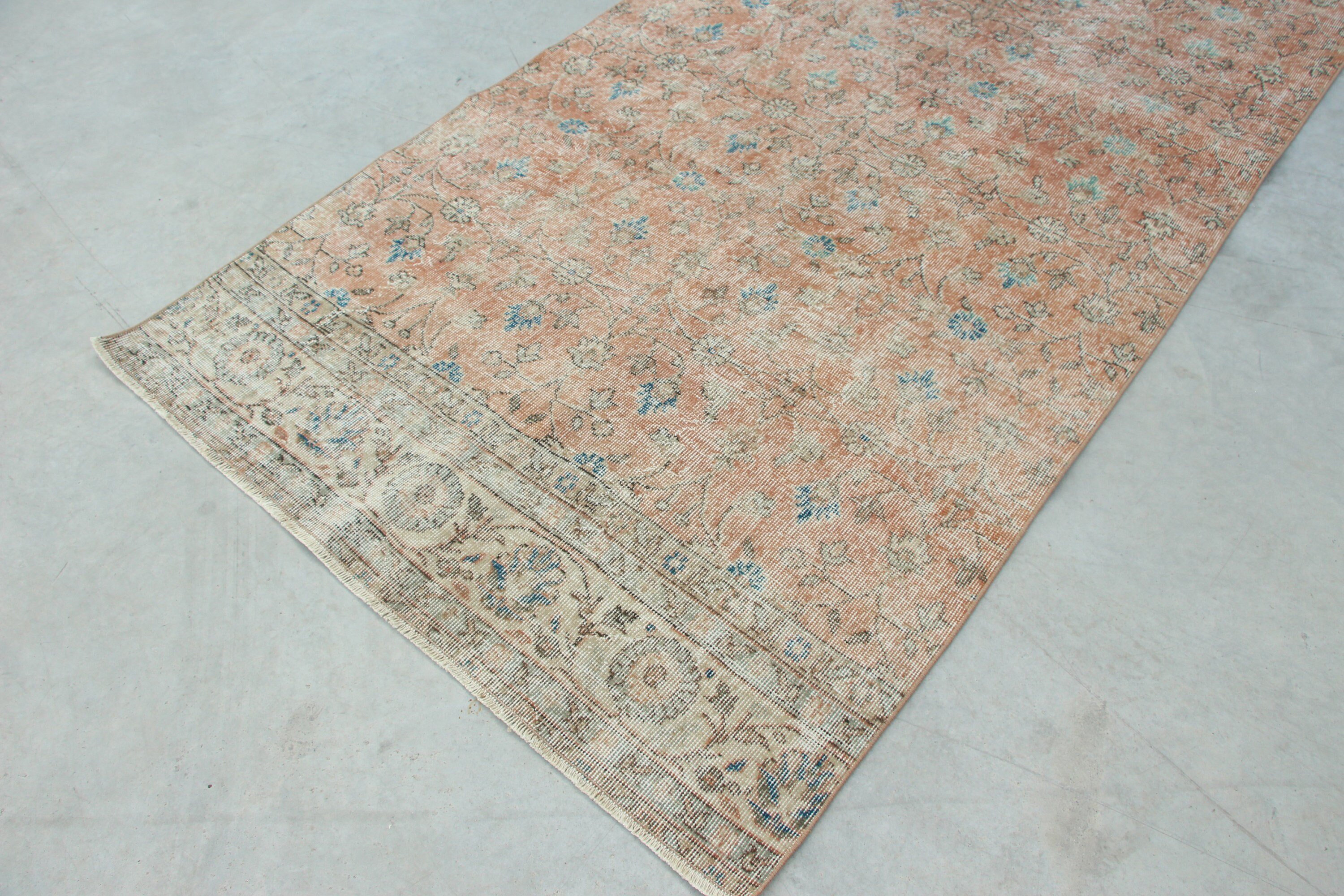 Vintage Halı, Fas Halısı, Pembe Antika Halı, Yer Halısı, 4.4x9.9 ft Büyük Halı, Oturma Odası Halıları, Türk Halısı, Türkiye Halısı, Yemek Odası Halısı