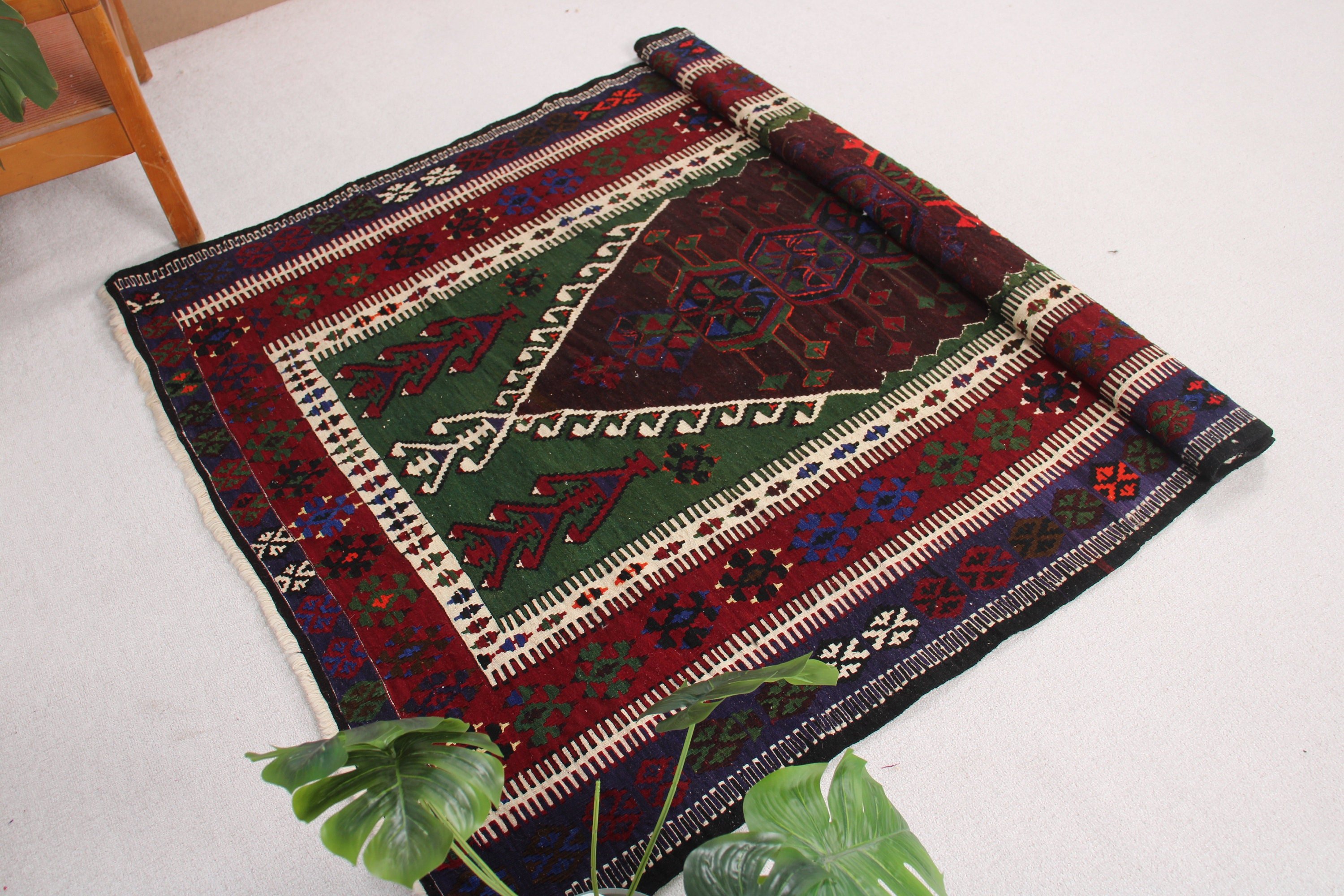 İç Mekan Halısı, Kilim, Vintage Halılar, 4,7x6,1 ft Alan Halıları, Açıklama Halıları, El Dokuma Halı, Türk Halısı, Yemek Odası Halısı, Mor Boho Halısı