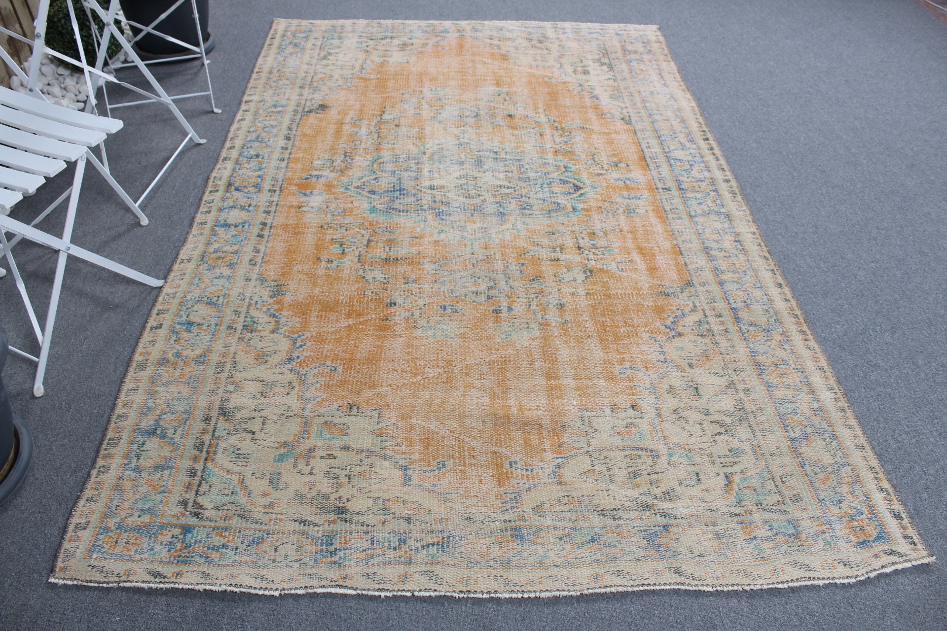 5.4x8.4 ft Büyük Halılar, Oturma Odası Halısı, Soğuk Halı, Salon Halıları, Turuncu Soğuk Halı, Yatak Odası Halıları, Vintage Halılar, Anadolu Halısı, Türk Halısı