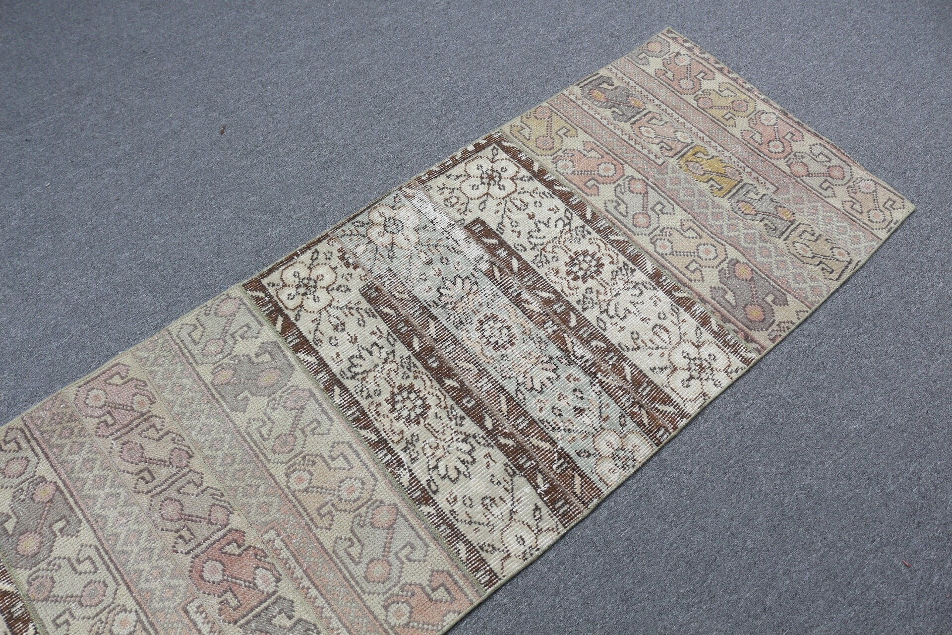 Floor Rug, Corridor Rug, Oushak Rugs, Turkish Rug, Kitchen Rugs, Organic Rugs, Beige  2.3x9.3 ft Runner Rugs, Vintage Rug