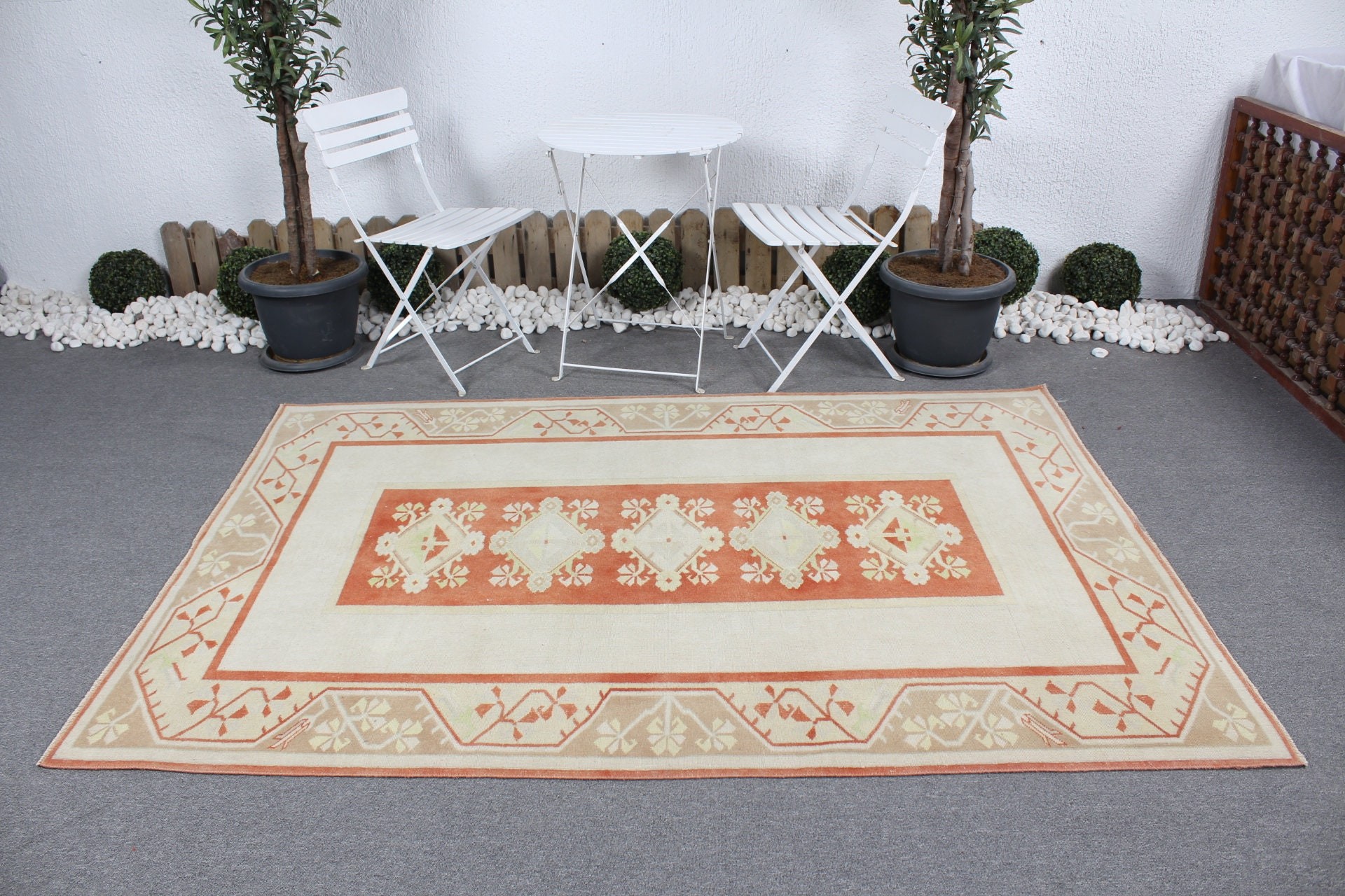 Home Decor Rug, Bedroom Rug, Vintage Rug, Turkish Rug, 5x7.4 ft Area Rugs, Rugs for Floor, Pastel Rugs, Nursery Rug, Beige Home Decor Rug