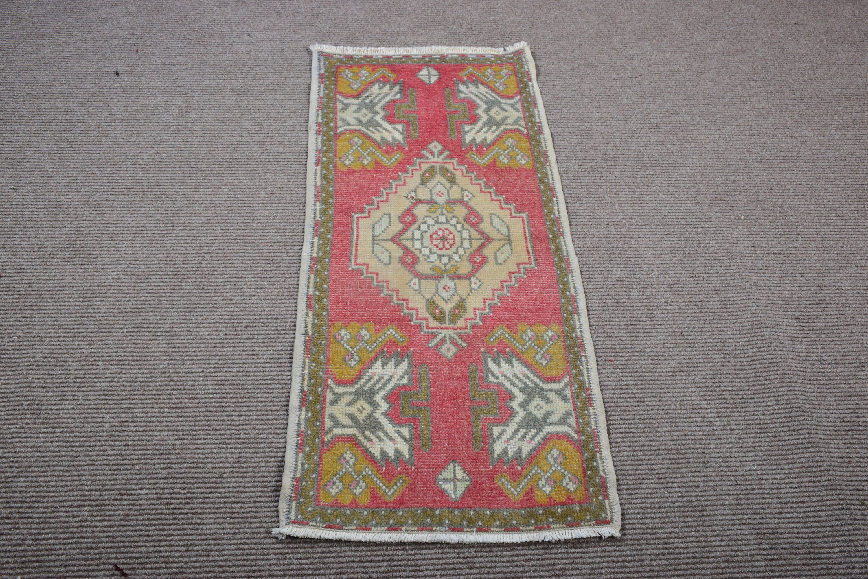 Vintage Halılar, 1.7x3.6 ft Küçük Halılar, Kırmızı Mutfak Halıları, Sevimli Banyo Paspas Halıları, Araba Paspas Halıları, Havalı Halılar, Yatak Odası Halısı, Türk Halısı, Boho Halıları