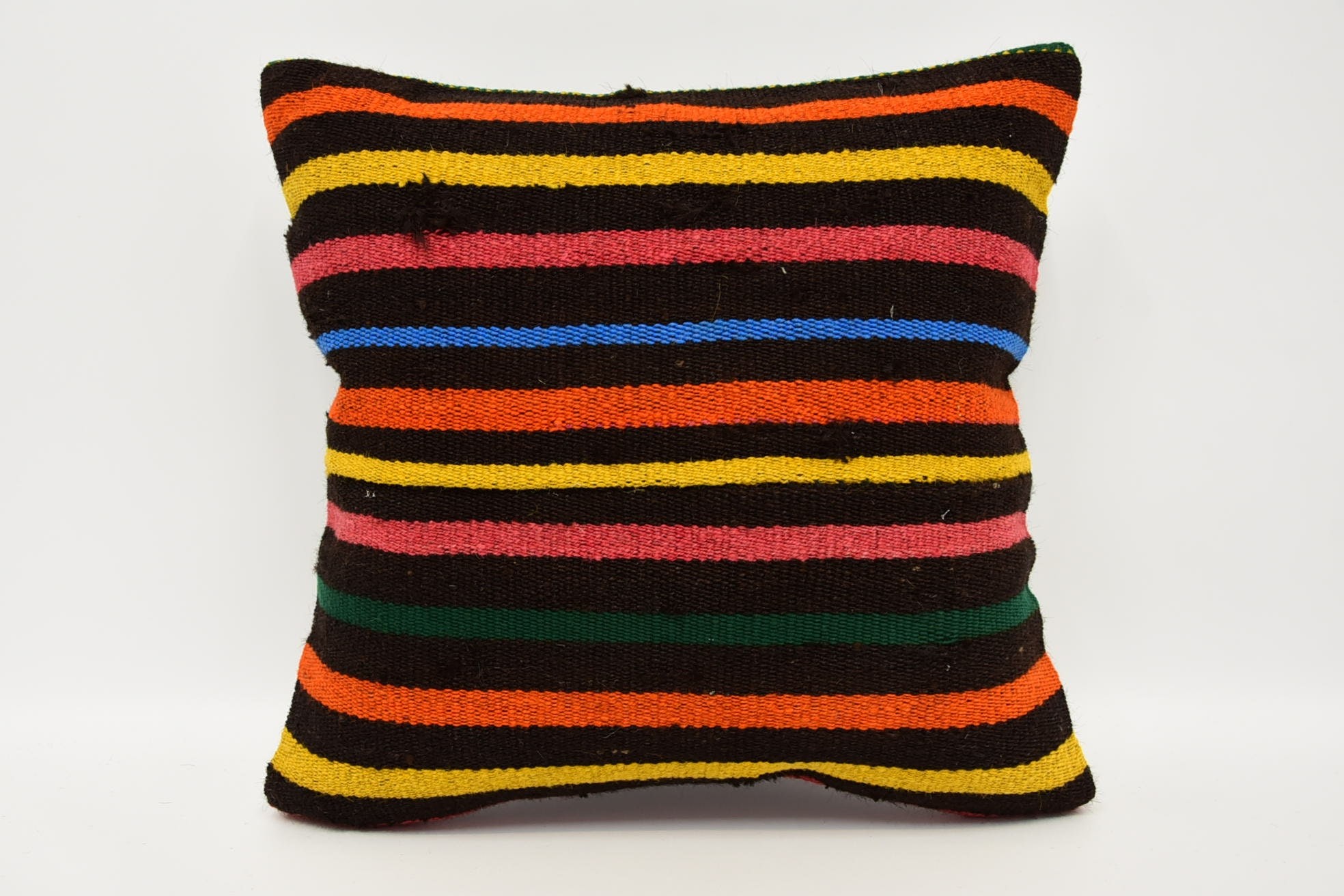 Antique Pillows, 16"x16" Rainbow Cushion Cover, Muted Pillow Case, Couch Pillow Sham, Kilim Cushion Sham, Pillow for Couch