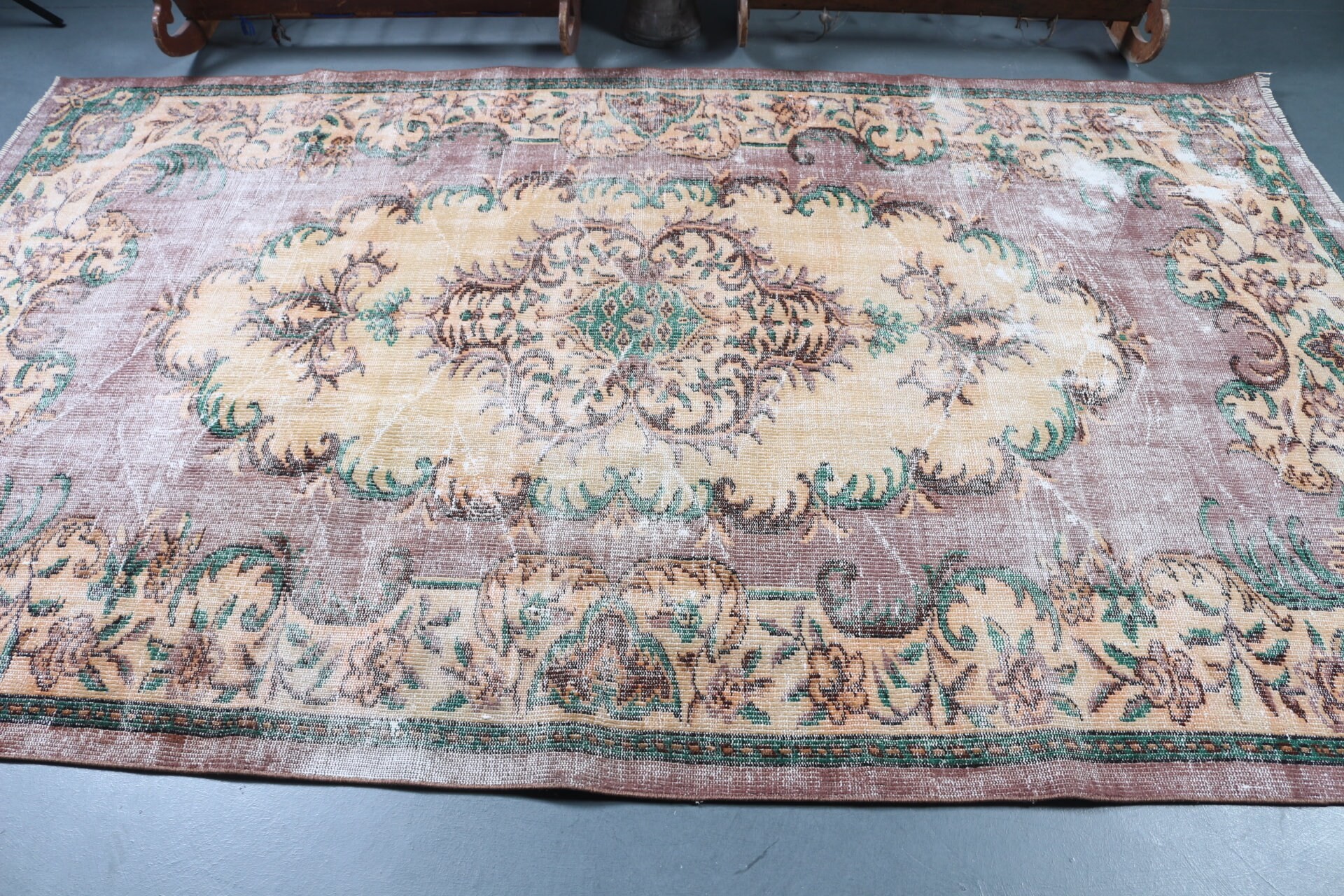 Yemek Odası Halısı, Türk Halıları, Havalı Halılar, Oturma Odası Halıları, Kahverengi Ev Dekor Halısı, Oryantal Halı, Vintage Halı, 5.7x9.4 ft Büyük Halı, Yurt Halısı