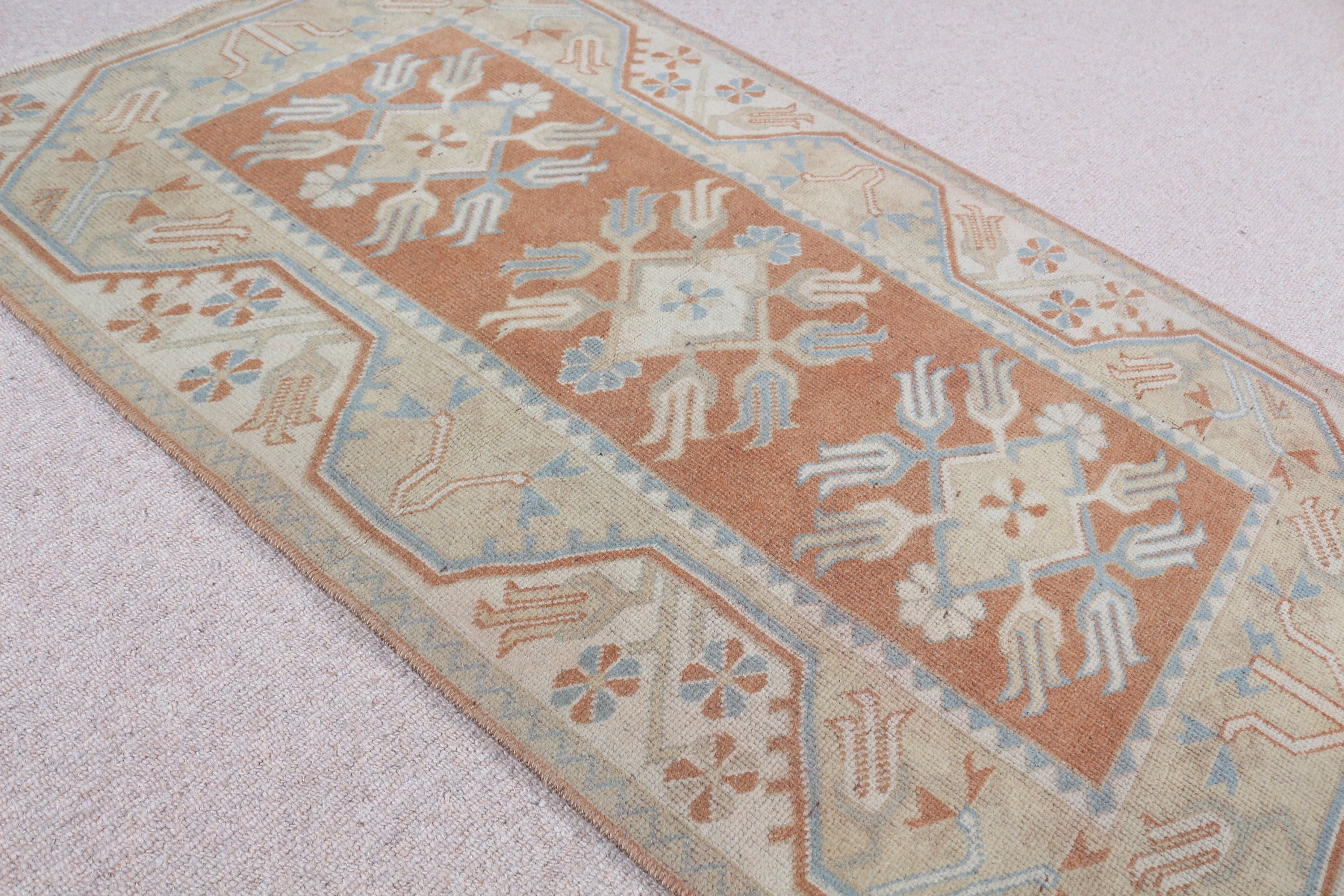 Wool Rug, Beige Moroccan Rug, Vintage Rug, 2.6x4.1 ft Small Rug, Door Mat Rug, Turkish Rug, Anatolian Rugs, Rugs for Bedroom, Car Mat Rug