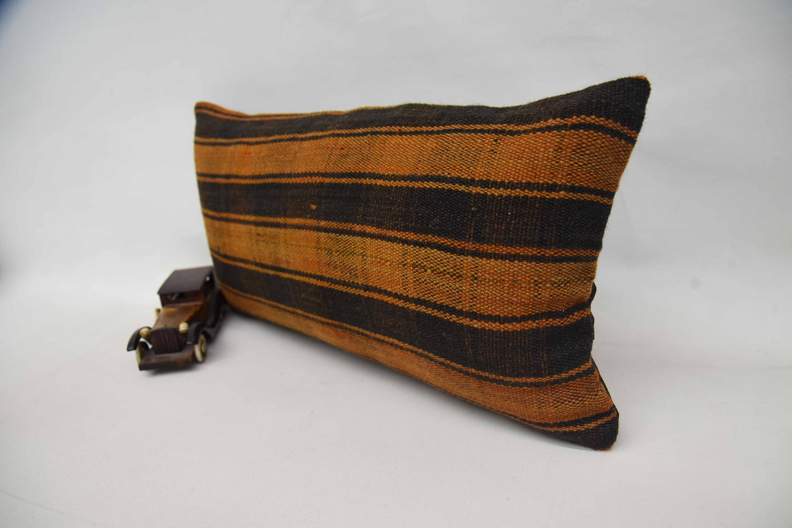 Gift Pillow, 12"x24" Orange Pillow Case, Sofa Bolster Pillow, Handmade Kilim Cushion, Ottoman Pillow, Vintage Pillow, Nomadic Pillow