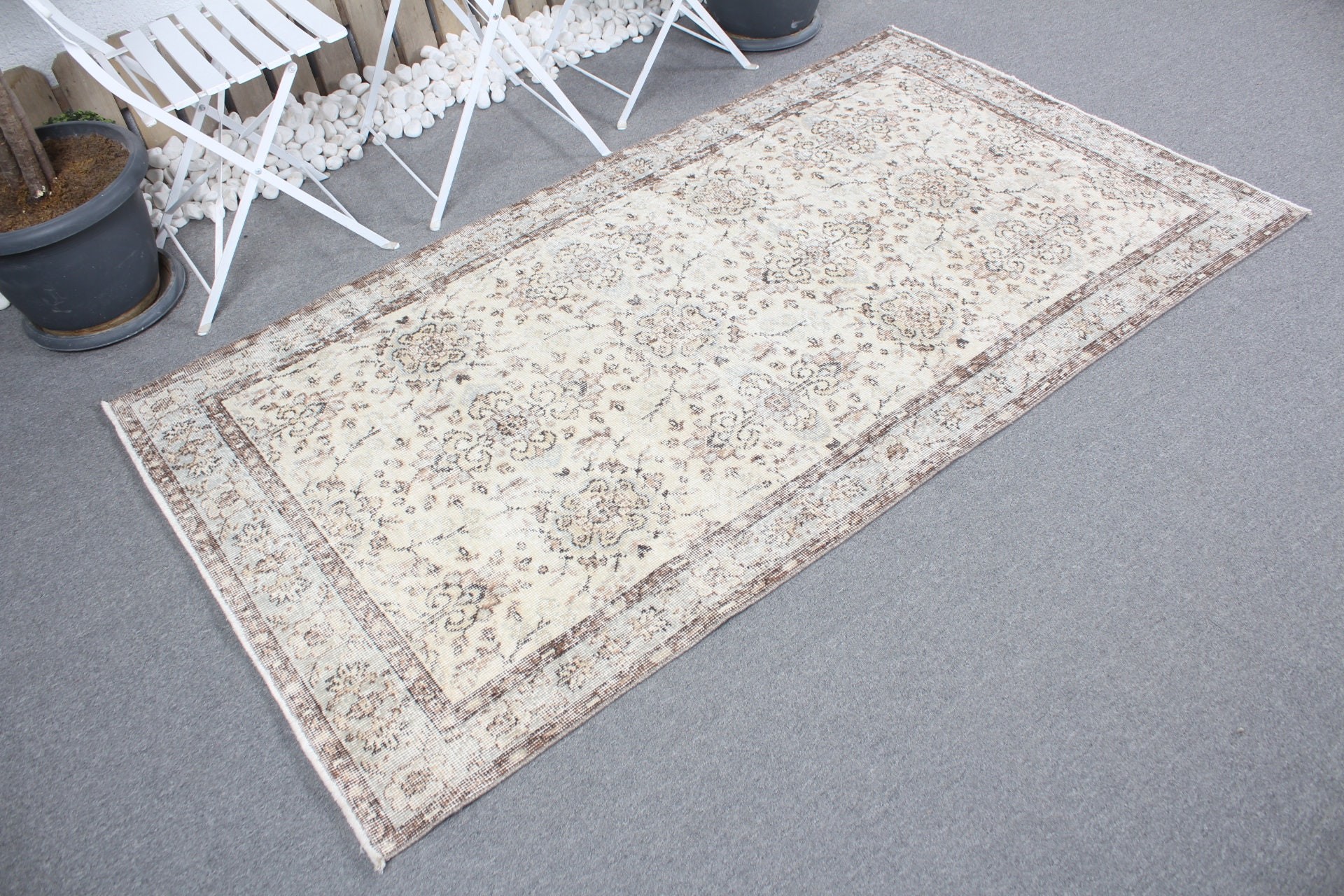 Dining Room Rug, Vintage Rug, Old Rug, 3.6x6.9 ft Area Rug, Turkish Rugs, Bedroom Rugs, Moroccan Rug, Oriental Rug, Beige Antique Rug