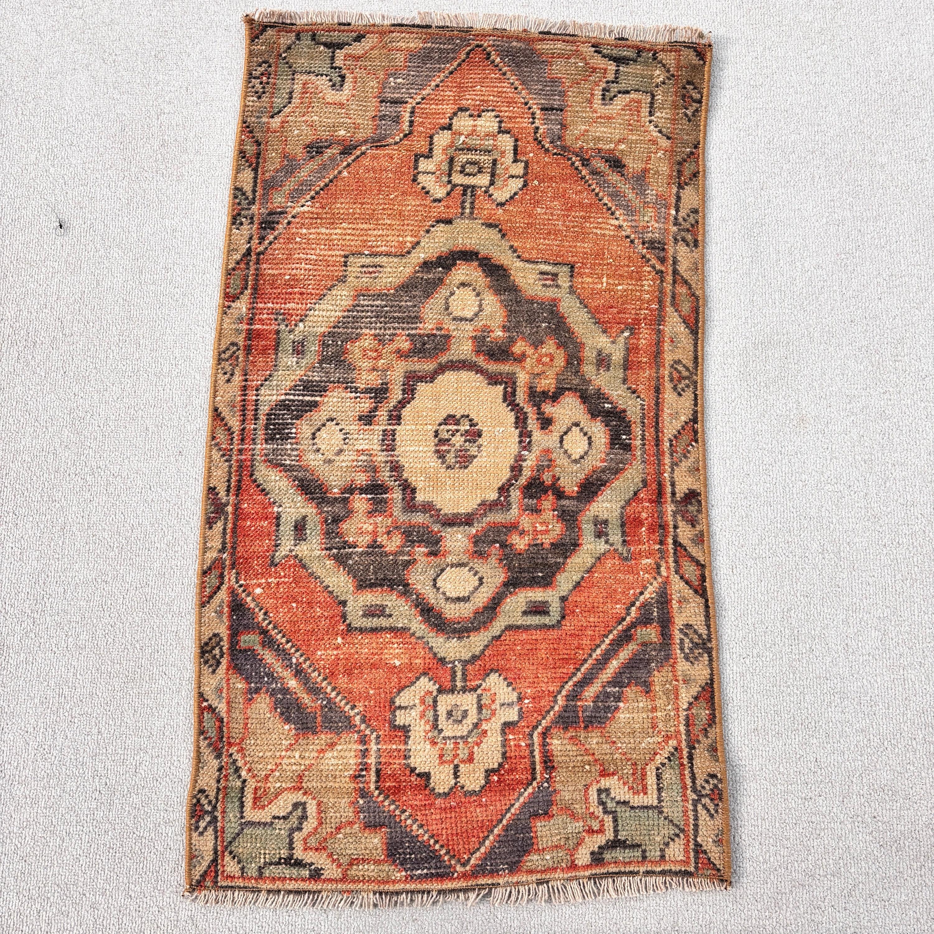 Small Vintage Rugs, Turkish Rug, Exotic Rugs, Boho Rug, Orange Kitchen Rugs, Bathroom Rug, 1.6x2.8 ft Small Rugs, Vintage Rug, Luxury Rugs