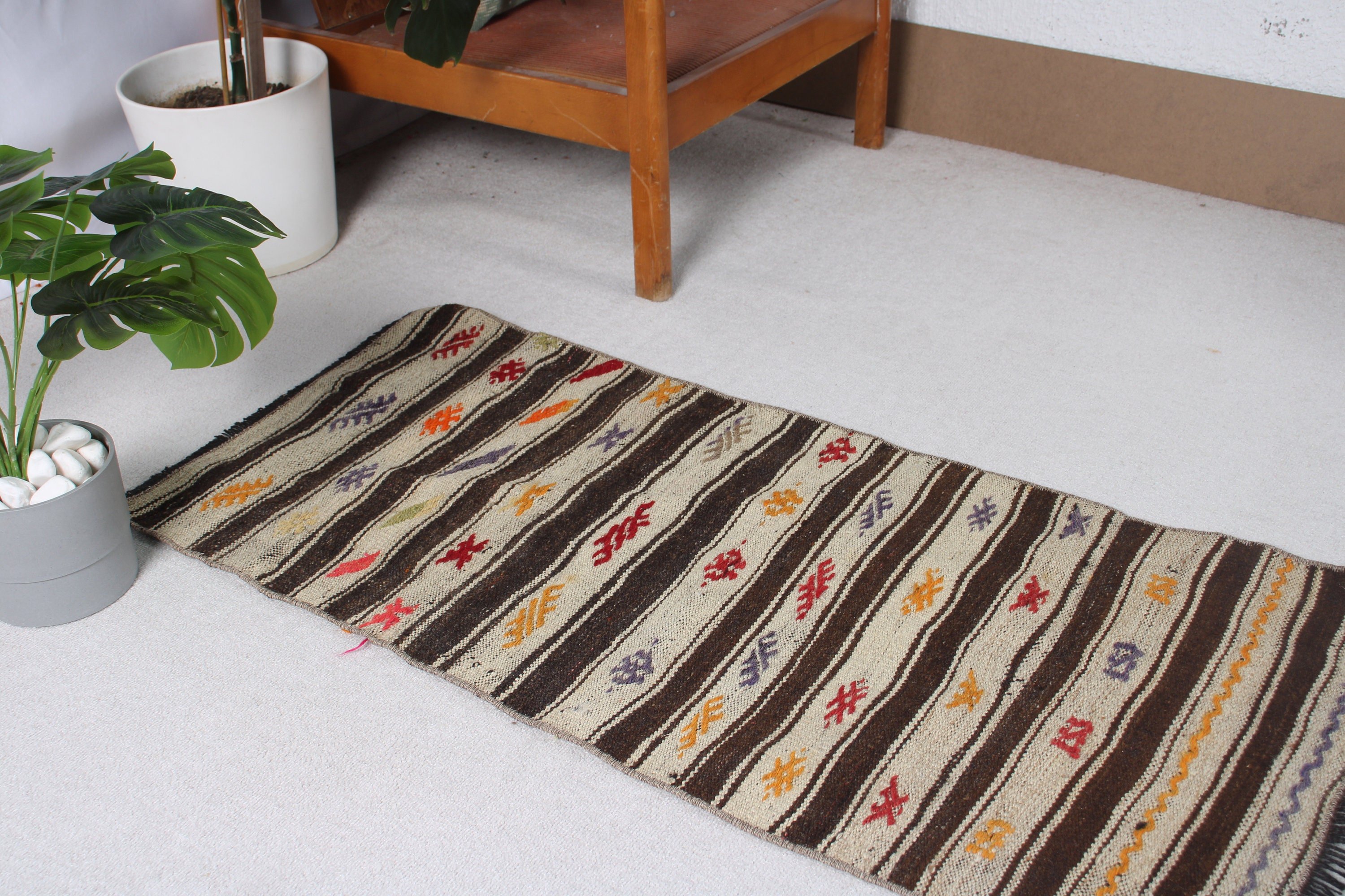 1.9x4 ft Small Rug, Turkish Rugs, Vintage Rug, Floor Rugs, Door Mat Rugs, Turkey Rugs, Handwoven Rug, Beige Home Decor Rugs, Small Area Rug