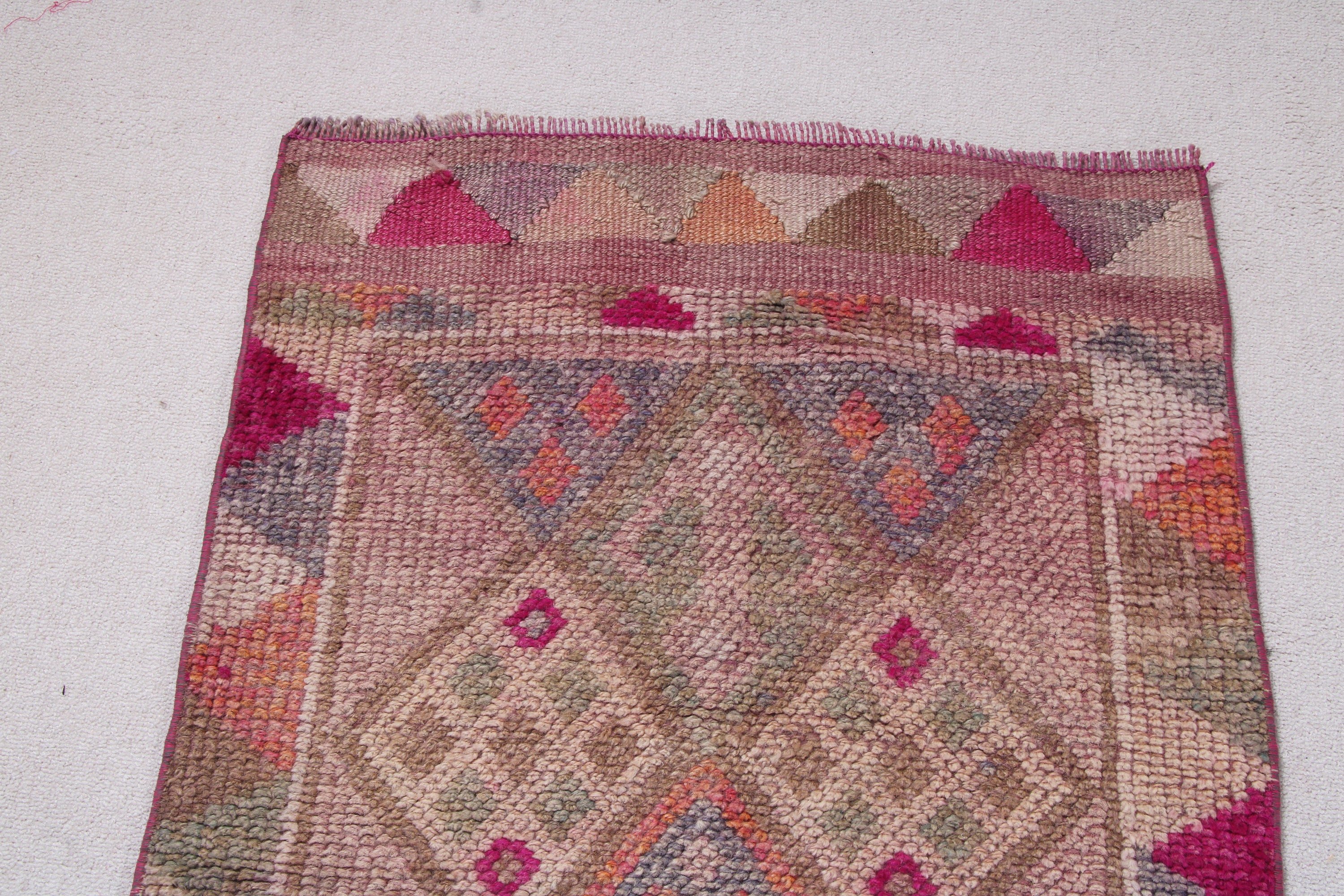 Vintage Runner Rug, Turkish Rug, Oushak Rug, Handwoven Rugs, Vintage Rug, Rugs for Runner, Purple  2.5x12.8 ft Runner Rug