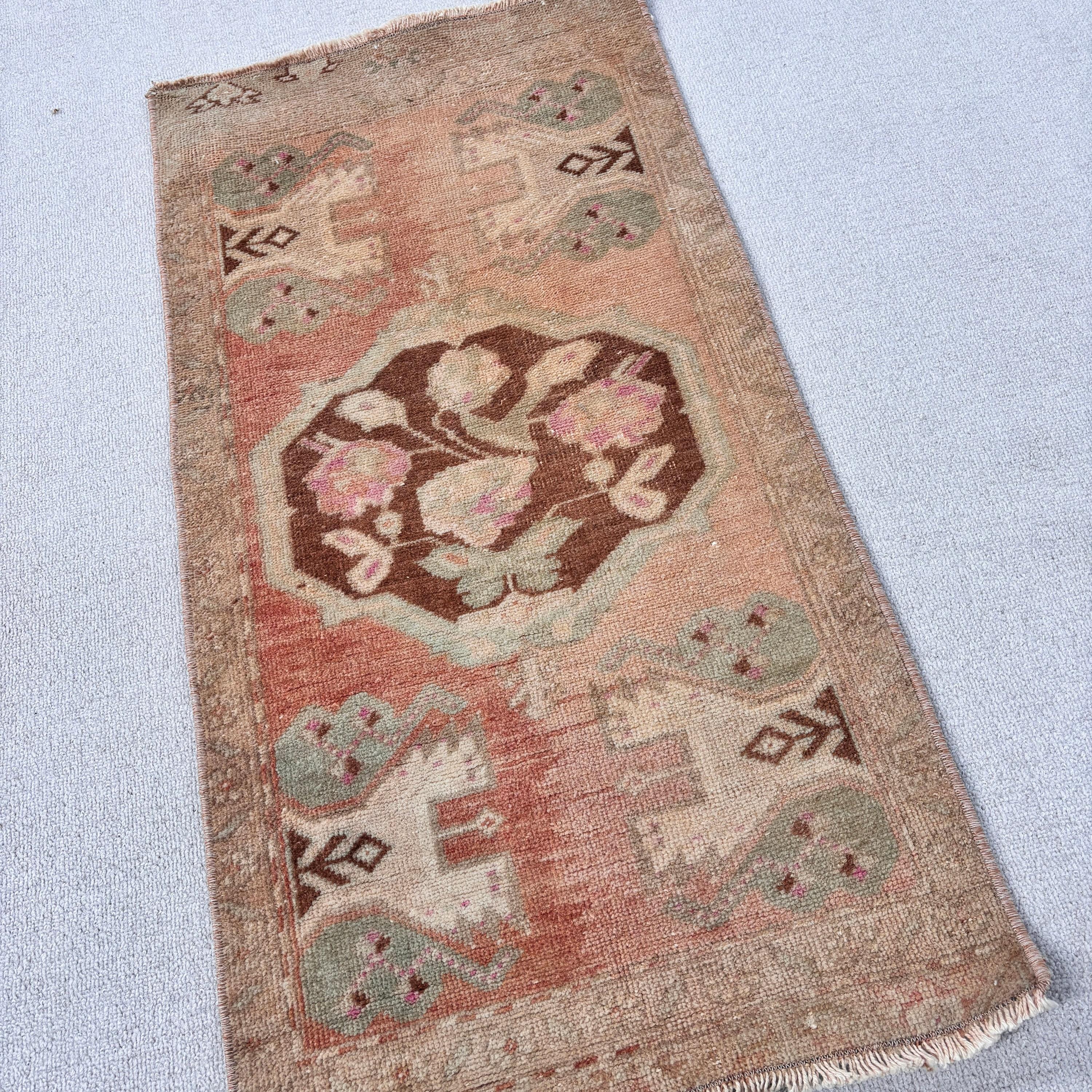 Turkish Rugs, Bedroom Rug, Vintage Rugs, Orange  1.7x3.2 ft Small Rug, Boho Rugs, Aztec Rugs, Flatweave Rugs, Bathroom Rug