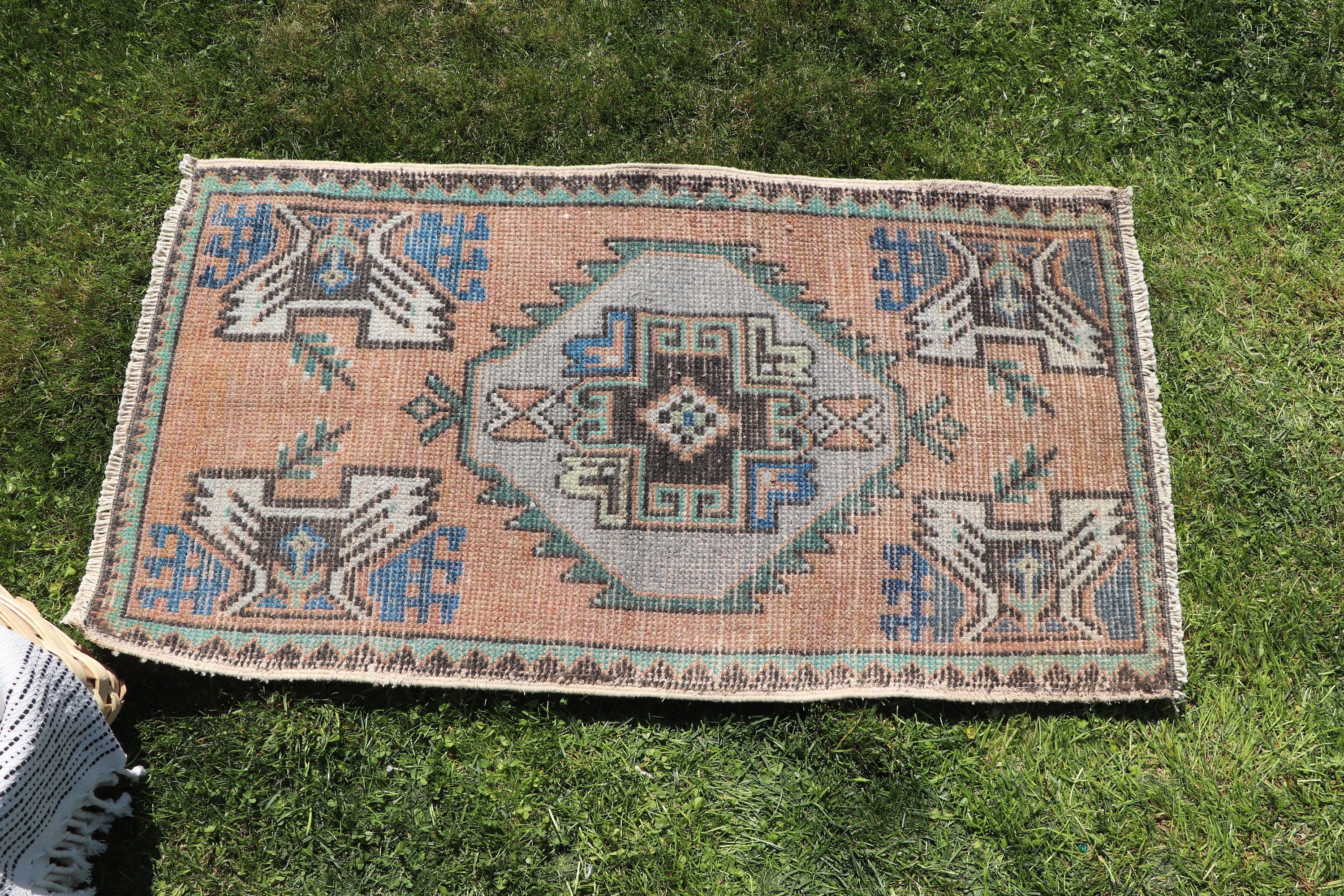 Türkiye Halısı, Turuncu Oushak Halıları, Türk Halısı, Banyo Halıları, Geometrik Halı, Vintage Halılar, 1.6x3.1 ft Küçük Halılar, Lüks Halı, Mutfak Halıları