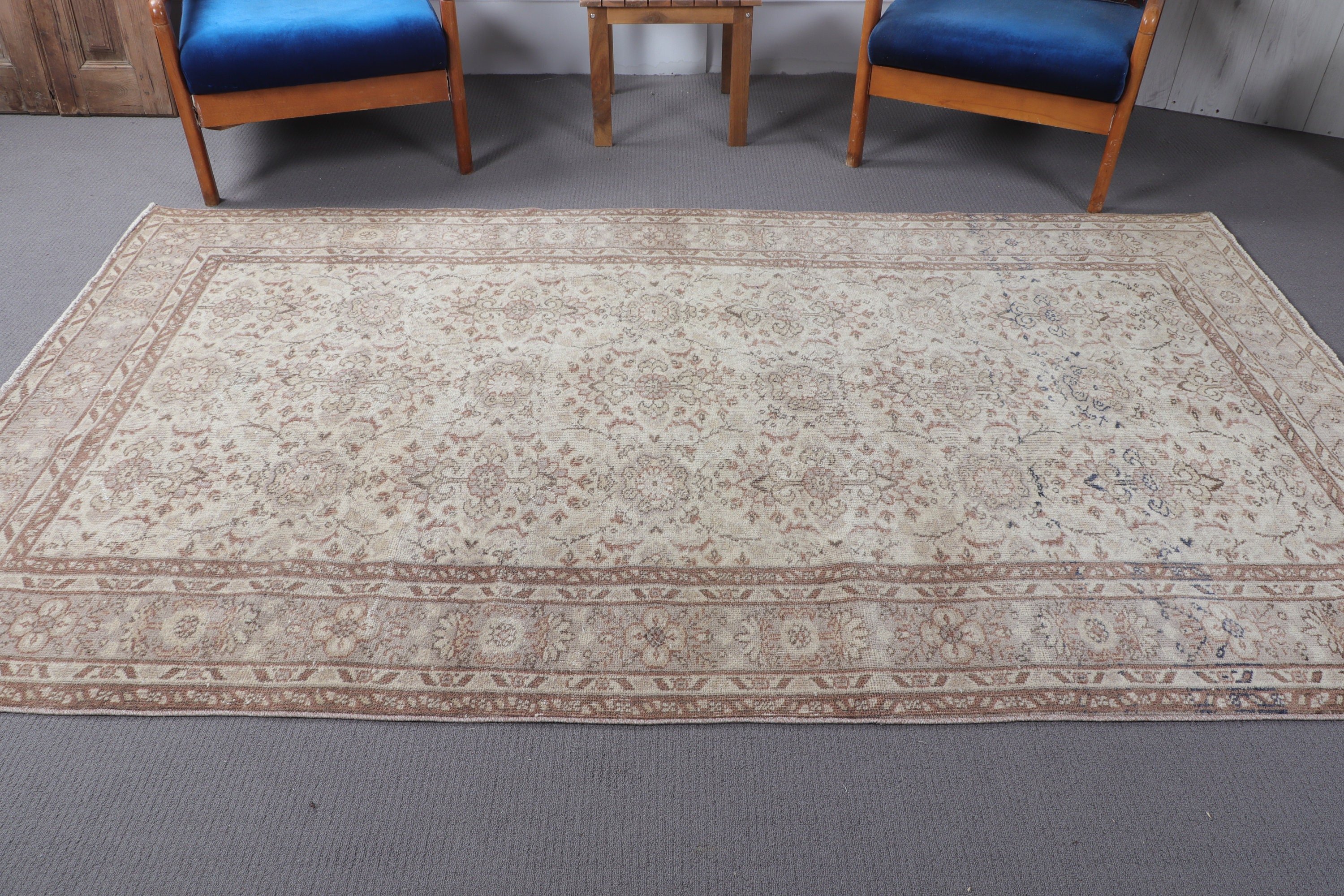 Antique Rug, Turkish Rug, Office Rugs, Cool Rug, Large Oushak Rugs, Beige Floor Rug, 5x8.8 ft Large Rug, Dining Room Rugs, Vintage Rug