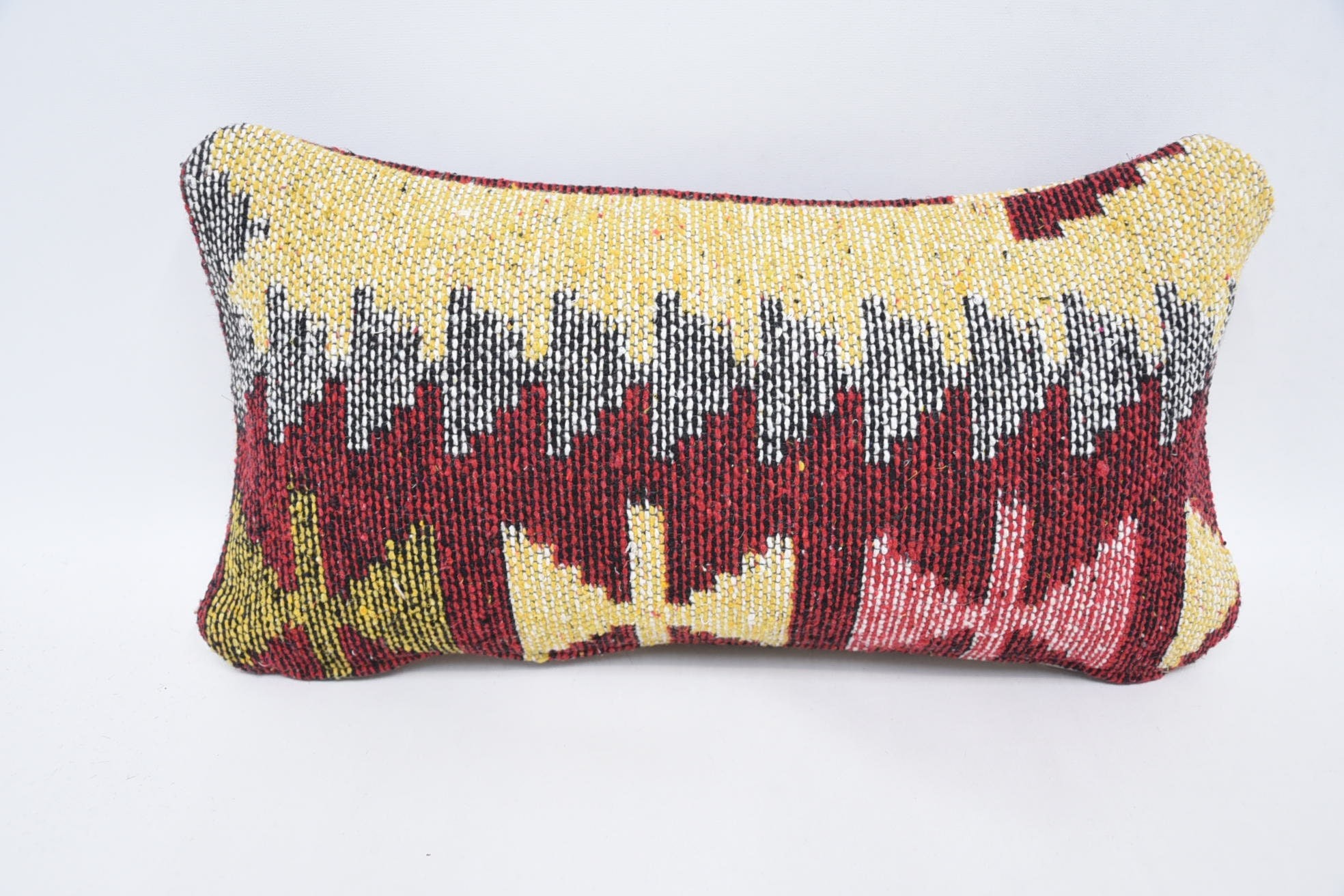 Antique Pillows, Handmade Kilim Cushion, Throw Kilim Pillow, Ethnic Throw Pillow Case, 8"x16" Yellow Cushion, Lounge Throw Cushion Case