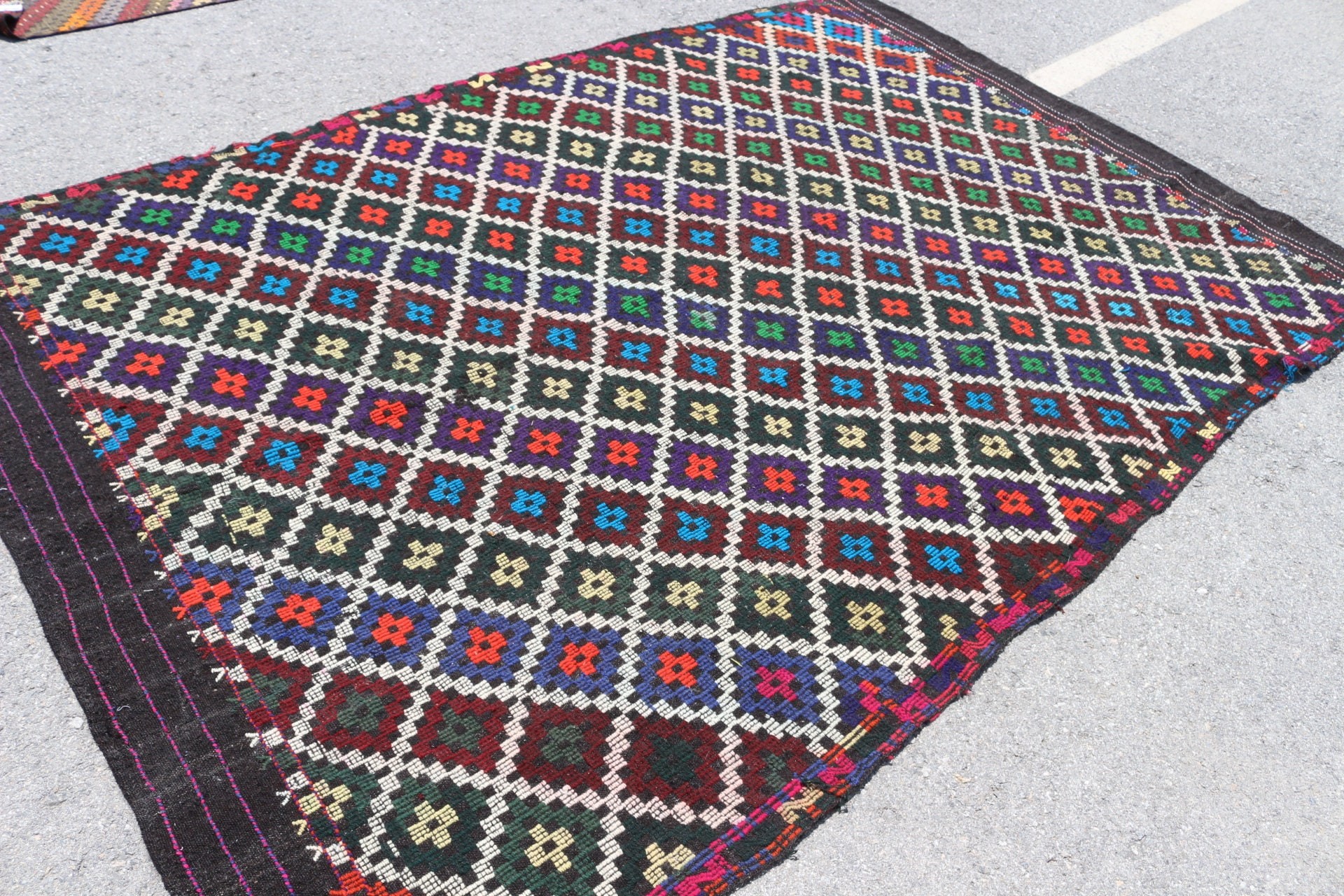 Dining Room Rug, Living Room Rug, Turkish Rugs, Black Bedroom Rugs, Vintage Rug, Kilim, 6.5x10.2 ft Large Rug, Bedroom Rugs, Antique Rugs