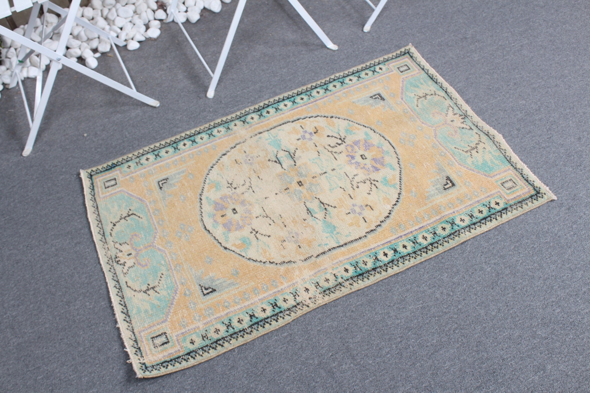 2.3x3.6 ft Küçük Halılar, Yatak Odası Halısı, Yün Halılar, Mutfak Halısı, Kapı Paspası Halıları, Giriş Halısı, Vintage Halı, Türk Halısı, Turuncu Yün Halı