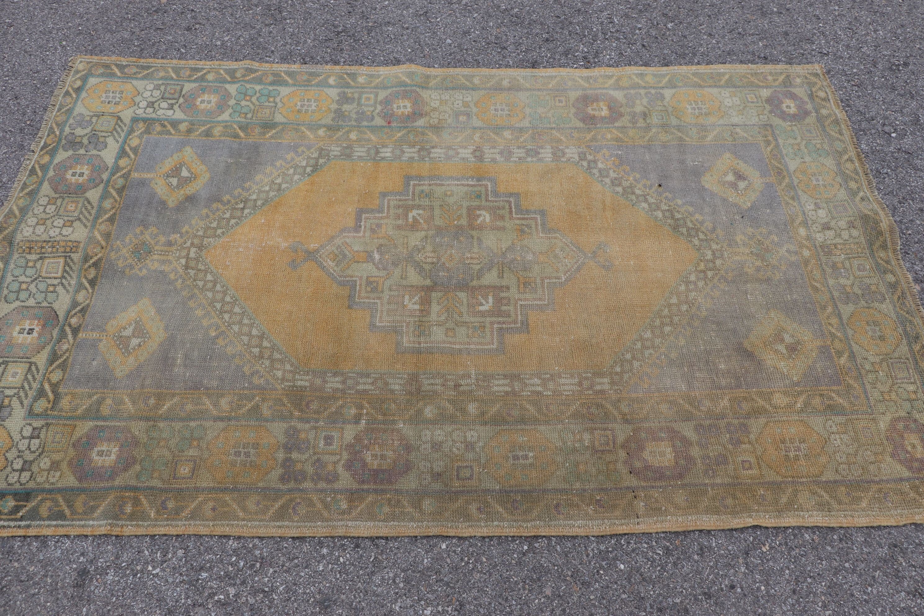 Vintage Halı, Oushak Halı, Türk Halıları, Sarı 3.6x6 ft Accent Halı, Mutfak Halıları, Yatak Odası Halıları, Giriş Halısı, Bohem Halıları