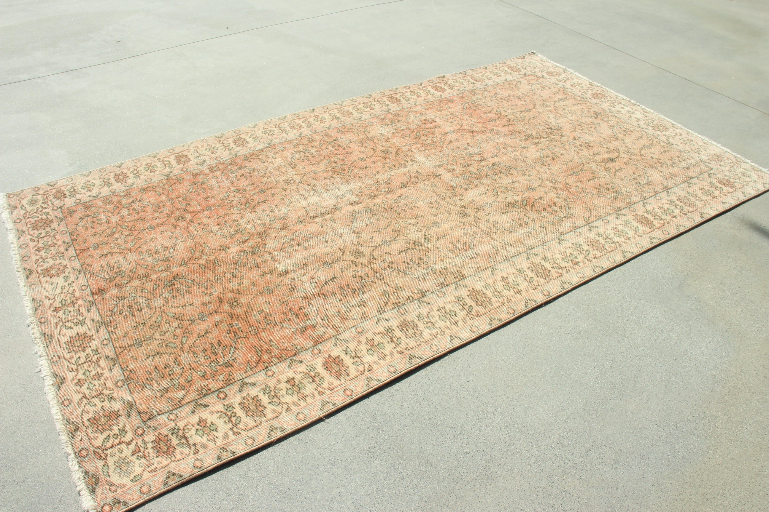 Egzotik Halı, Türk Halıları, Büyük Boho Halısı, 4,9x8,9 ft Büyük Halı, Yer Halısı, Vintage Halılar, Pembe Düz Dokuma Halılar, Oturma Odası Halıları, Oushak Halıları