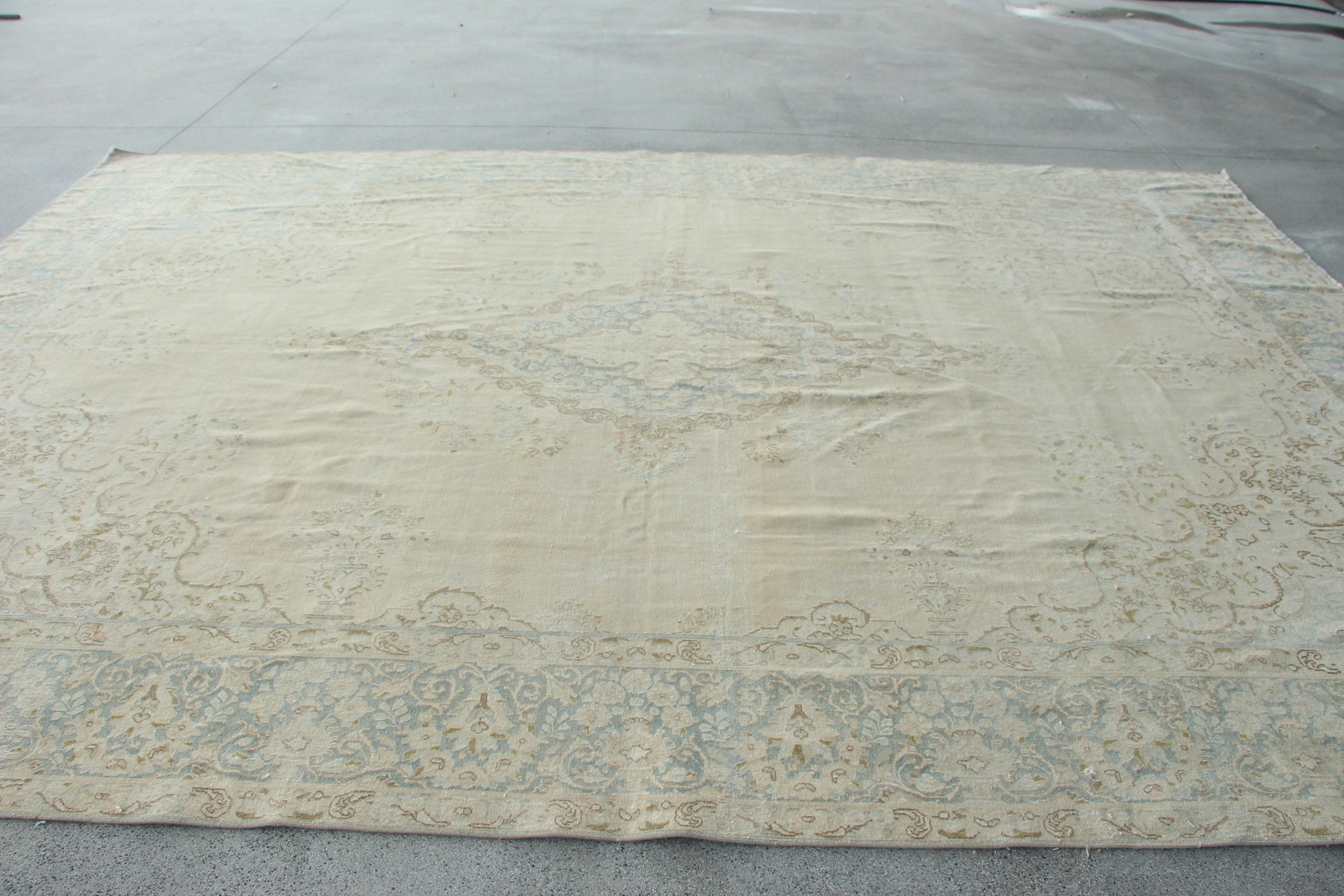 Türk Halısı, Mutfak Halısı, Oturma Odası Halıları, 9.5x13.3 ft Büyük Boy Halılar, Bej Anadolu Halısı, Türkiye Halısı, Salon Halısı, Vintage Halılar, Yer Halısı