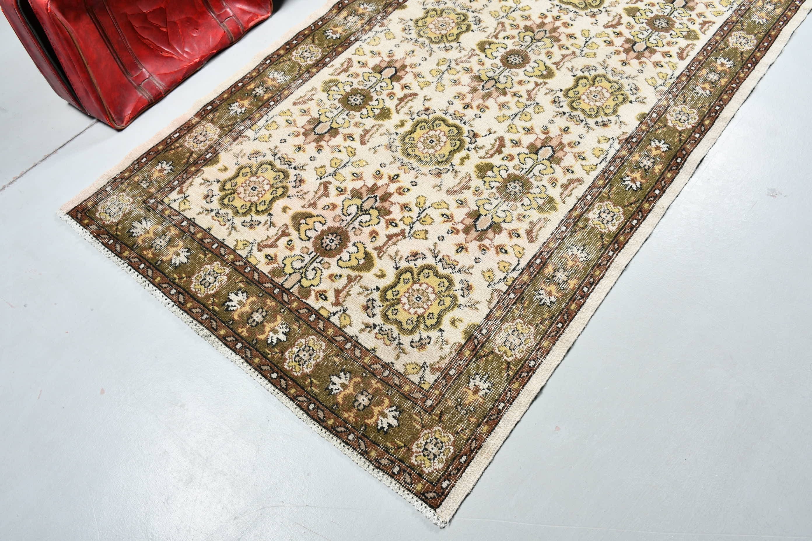 Green Kitchen Rug, Home Decor Rugs, Turkey Rug, Nursery Rug, Vintage Rug, 3.9x6.8 ft Area Rugs, Wool Rug, Dining Room Rug, Turkish Rug