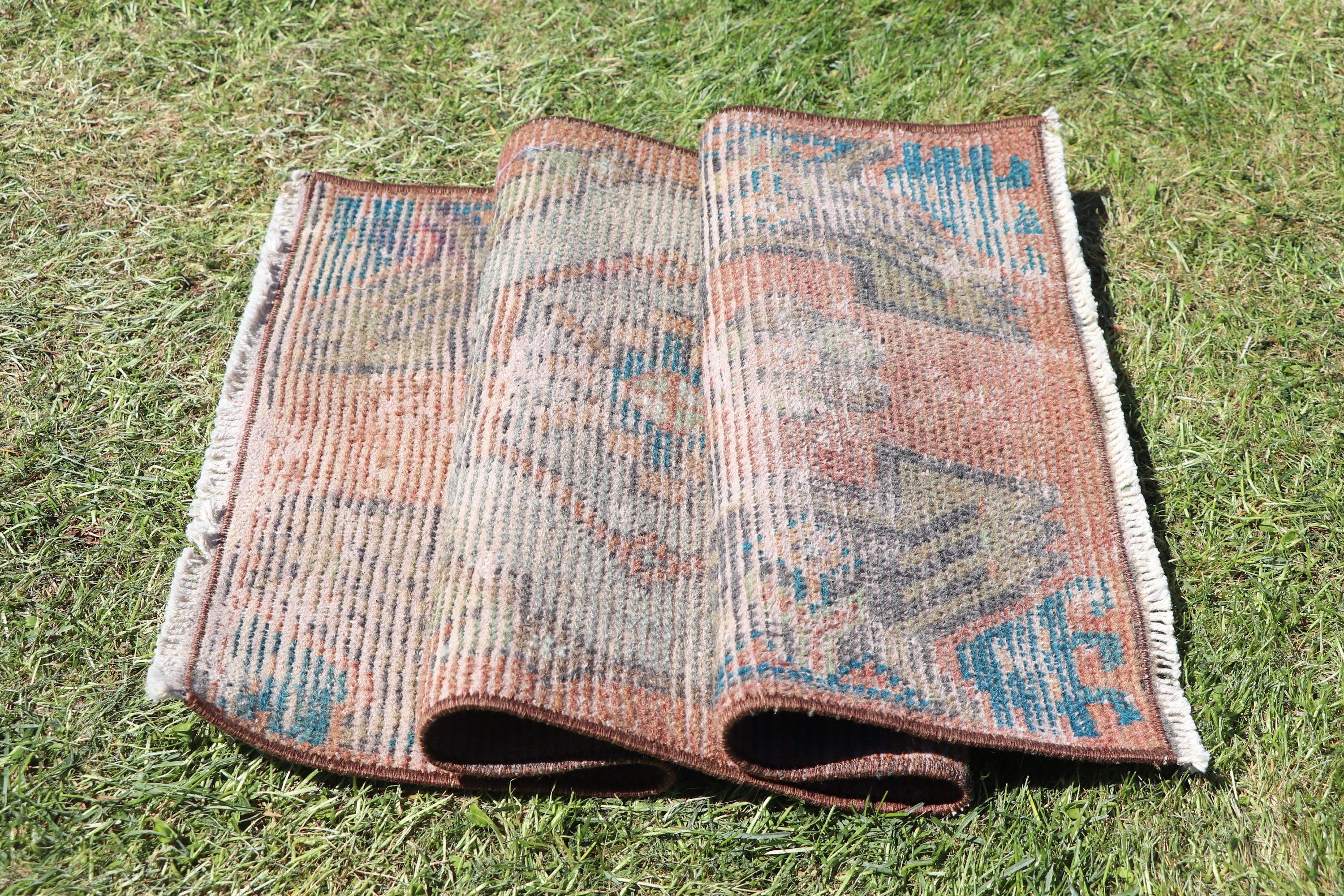 Vintage Halılar, 1.3x3 ft Küçük Halı, Turuncu El Dokuma Halılar, Düz Dokuma Halı, Ofis Halıları, Yer Halıları, Küçük Boho Halı, Çocuk Halıları, Türk Halısı