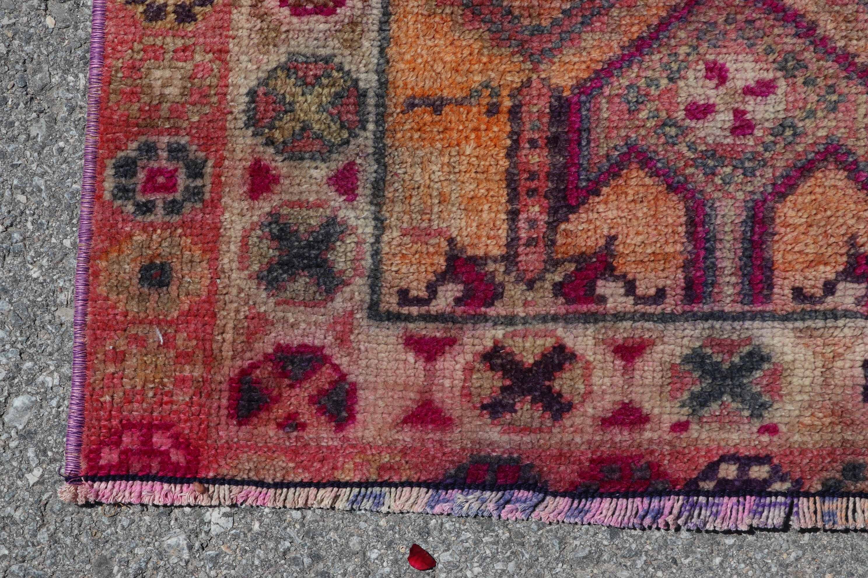 Floor Rugs, Tribal Rugs, Turkish Rug, Stair Rug, Pink Kitchen Rug, Rugs for Hallway, Home Decor Rugs, 2.6x11.8 ft Runner Rugs, Vintage Rugs