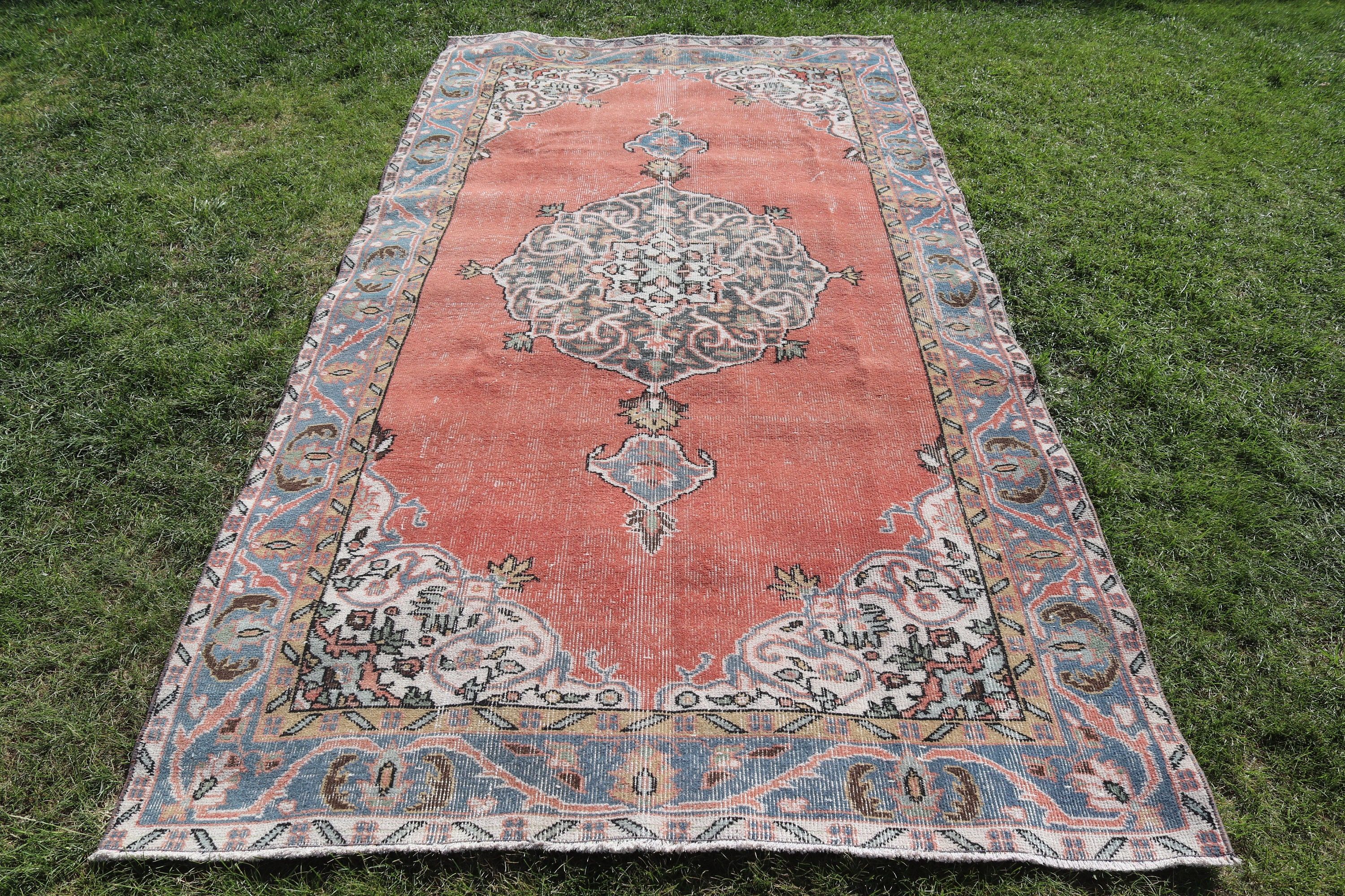 Vintage Halılar, Aztek Halıları, 4,7x9 ft Büyük Halılar, Boho Halıları, Türk Halısı, Salon Halısı, Kırmızı Modern Halılar, Büyük Oushak Halıları