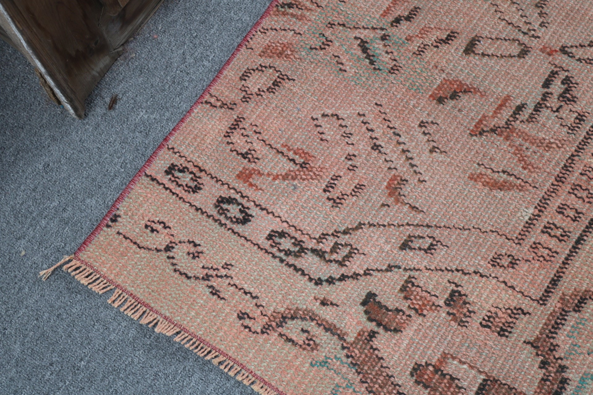 Kahverengi Boho Halı, Bohem Halı, Vintage Halı, Küçük Vintage Halı, Oryantal Halı, 1.6x3.2 ft Küçük Halılar, Yatak Odası Halısı, Bildiri Halısı, Türk Halısı