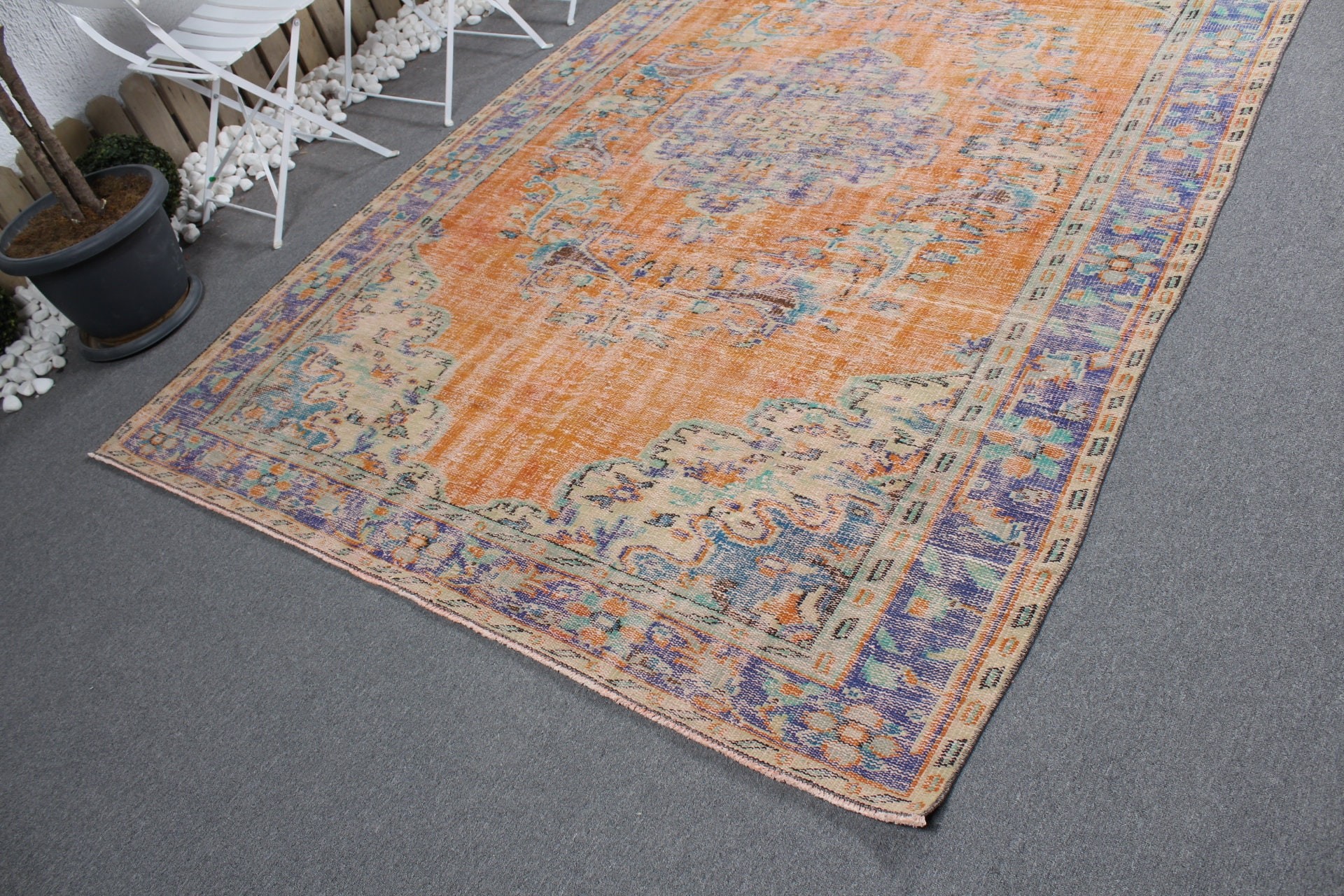 Oriental Rugs, Orange Antique Rug, Turkish Rug, Bedroom Rugs, Living Room Rug, Anatolian Rug, Vintage Rugs, Pastel Rugs, 6x9.8 ft Large Rug