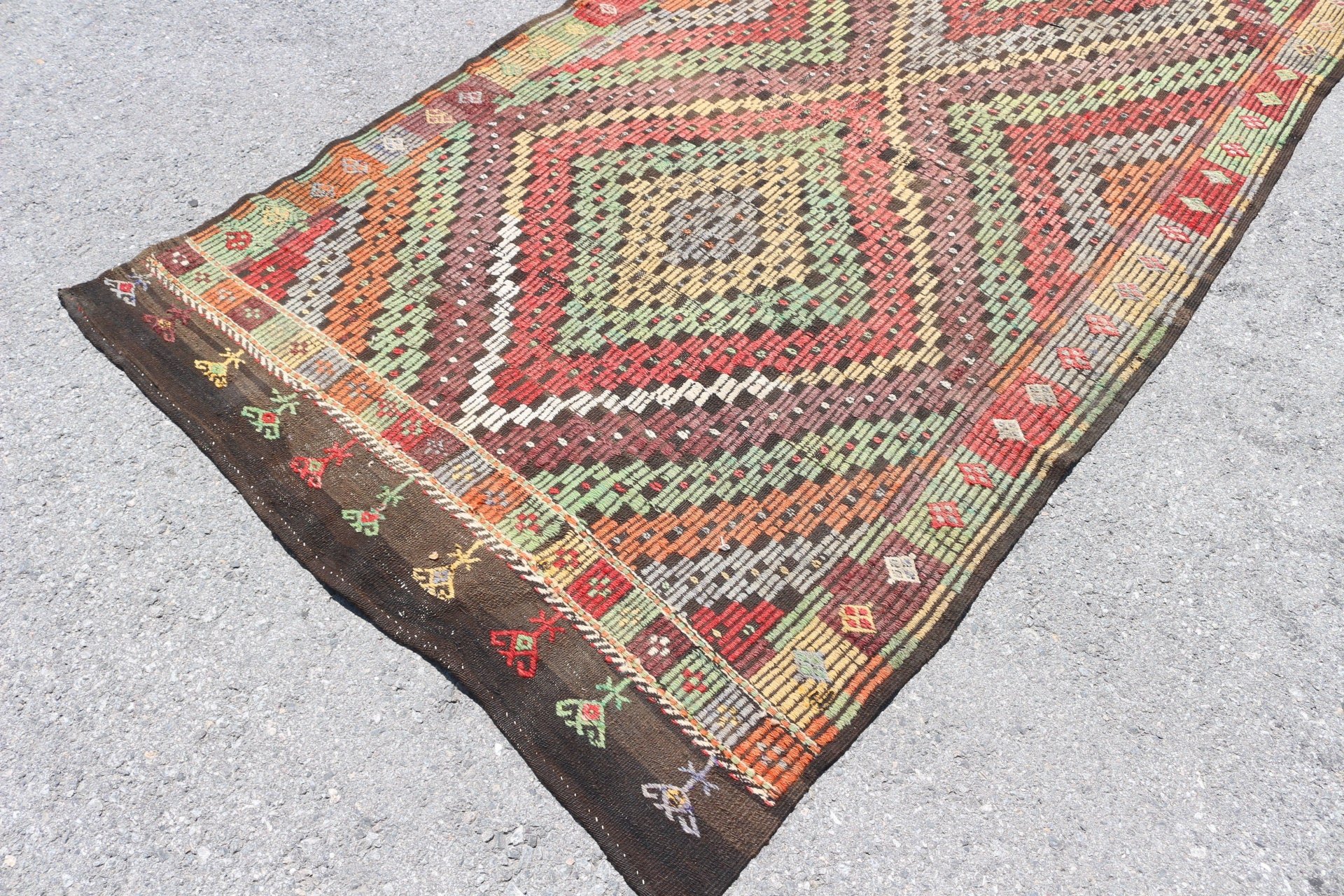 4.7x11.3 ft Large Rug, Brown Kitchen Rug, Kilim, Bedroom Rugs, Turkish Rugs, Moroccan Rugs, Vintage Rugs, Dining Room Rug, Oriental Rug