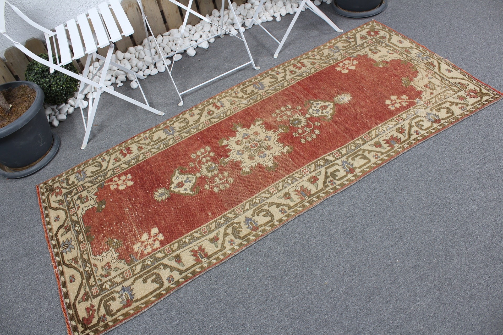 Abstract Rugs, Turkish Rugs, Bedroom Rug, 2.7x6.6 ft Accent Rug, Kitchen Rugs, Red Oriental Rugs, Home Decor Rugs, Wool Rug, Vintage Rugs