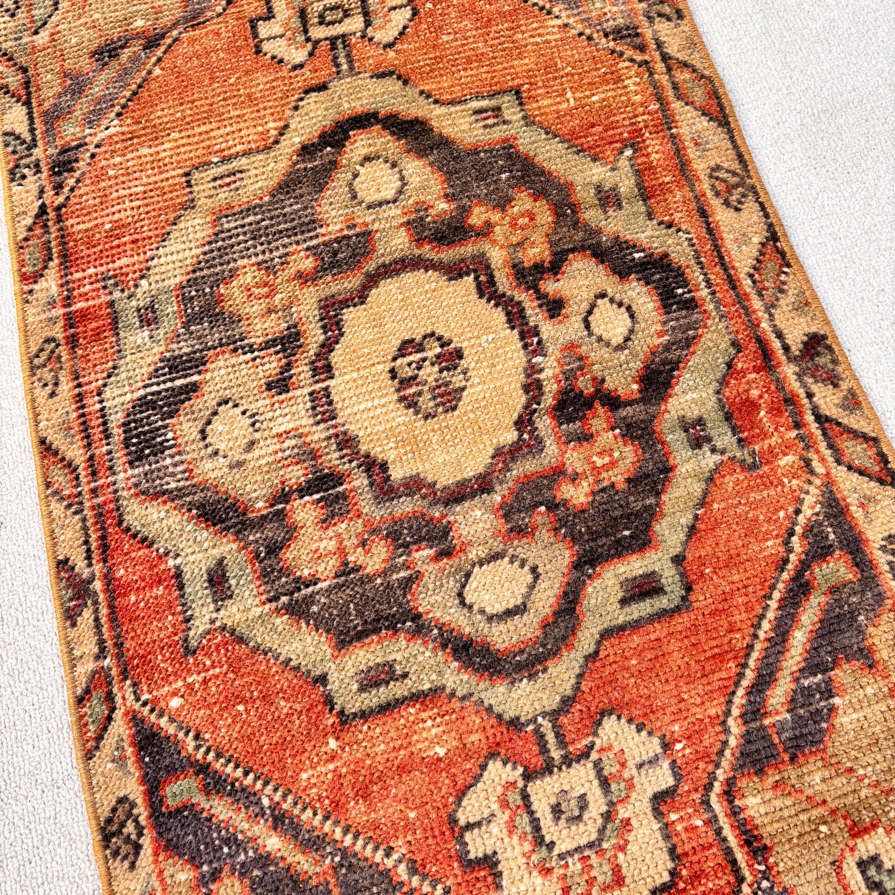 Small Vintage Rugs, Turkish Rug, Exotic Rugs, Boho Rug, Orange Kitchen Rugs, Bathroom Rug, 1.6x2.8 ft Small Rugs, Vintage Rug, Luxury Rugs