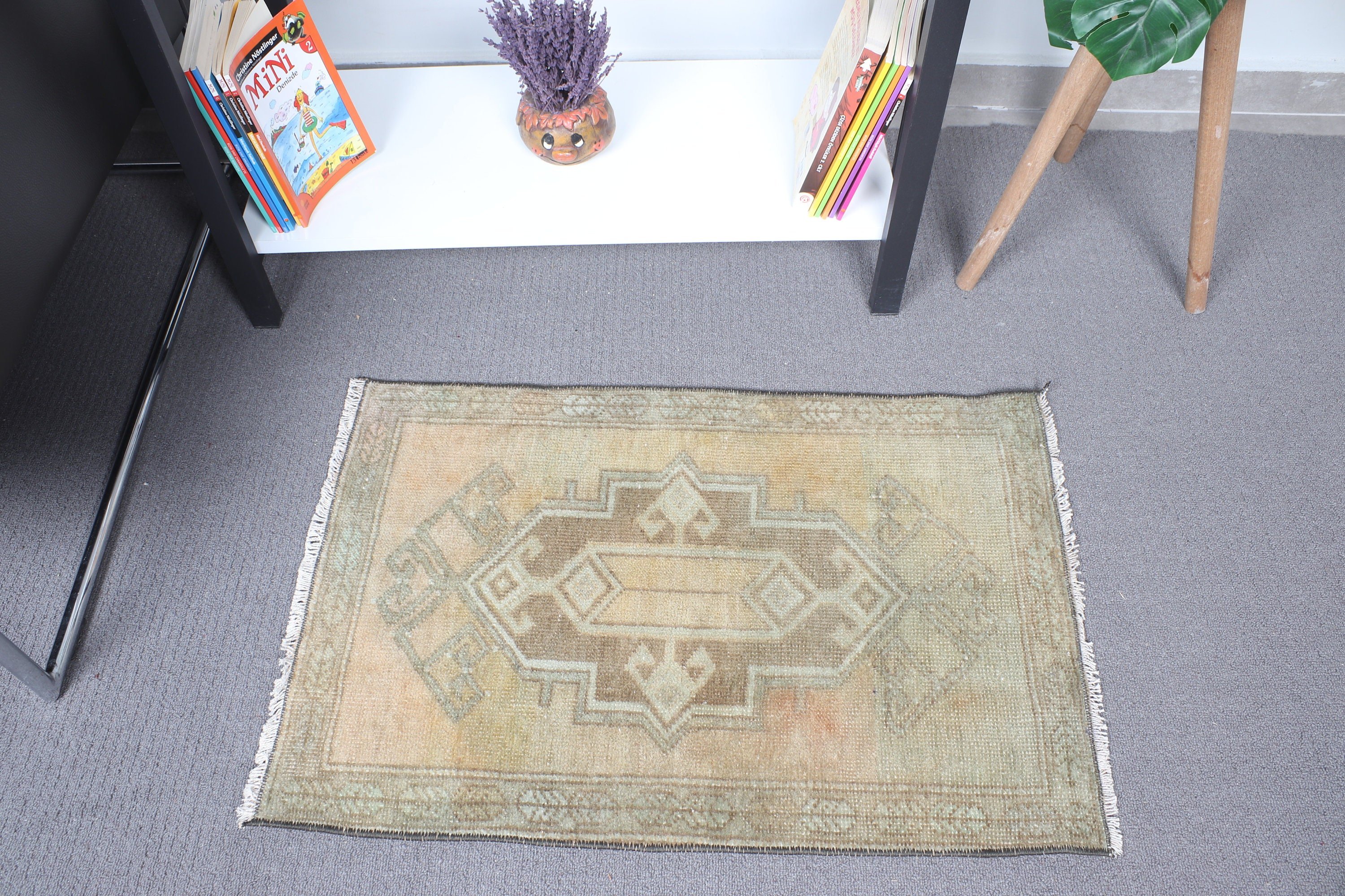 Vintage Rugs, Boho Rug, Entry Rug, Brown Oriental Rugs, 1.5x2.3 ft Small Rugs, Turkish Rug, Rugs for Small Vintage, Floor Rug, Kitchen Rug