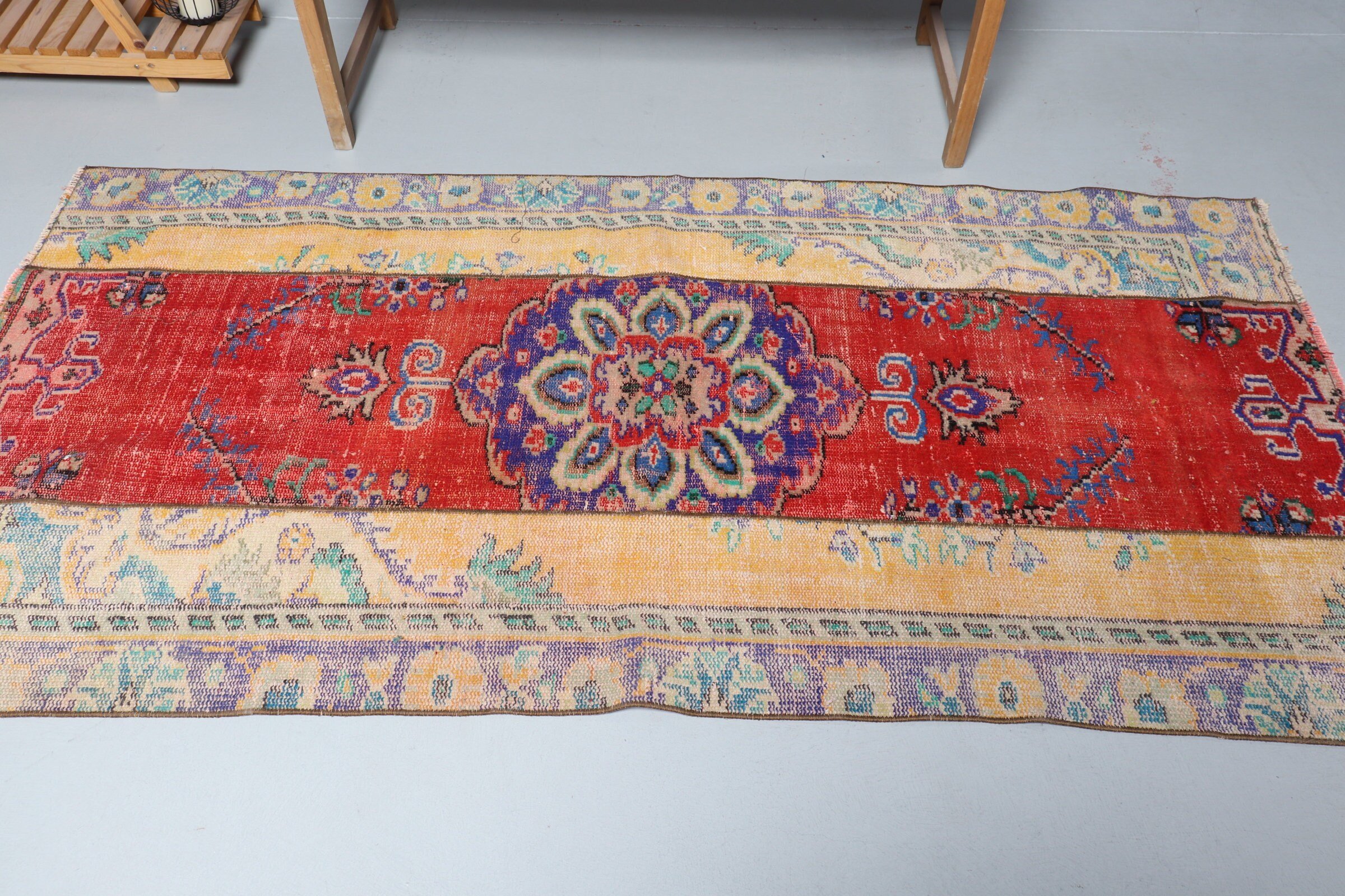 Kitchen Rug, Vintage Rugs, Old Rug, 3.7x7.2 ft Area Rugs, Bedroom Rug, Turkish Rug, Red Bedroom Rug, Floor Rugs, Cute Rug, Rugs for Nursery