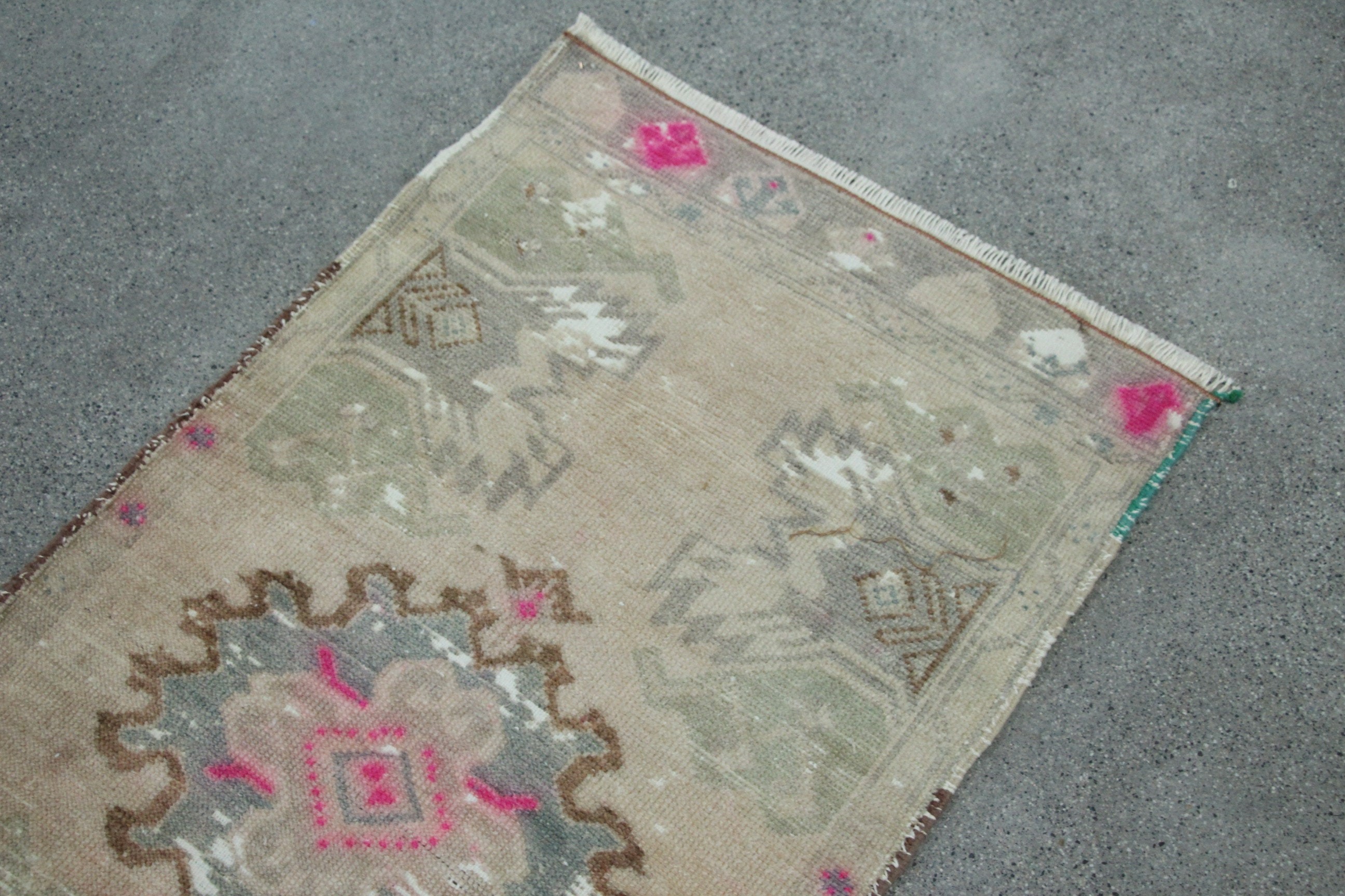 Sessiz Halı, 1.7x3.2 ft Küçük Halı, Bej Yatak Odası Halıları, Türk Halıları, Araba Paspas Halıları, Oryantal Halılar, Kapı Paspas Halısı, Vintage Halı, Ev Dekor Halısı