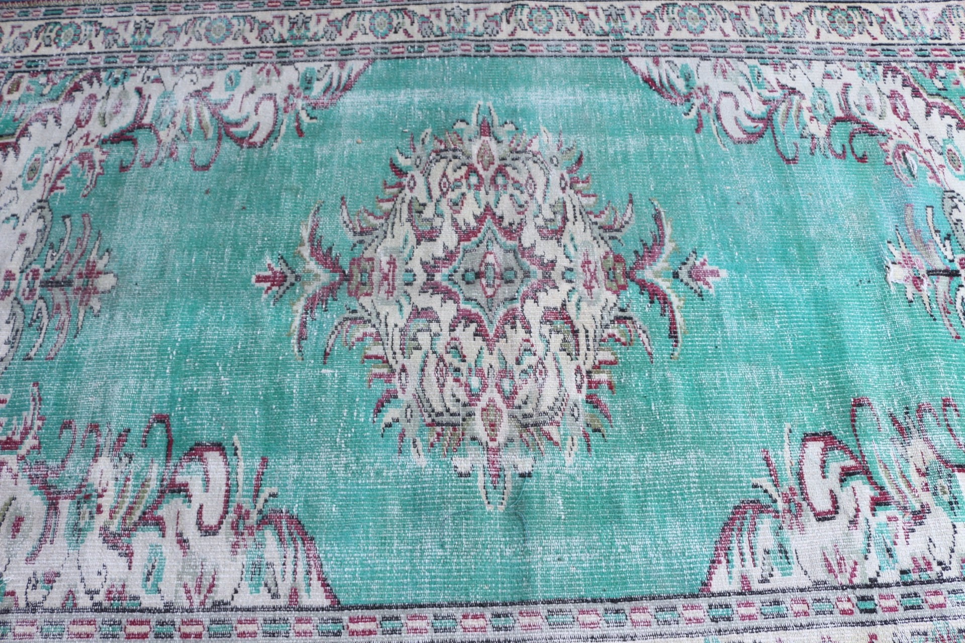 Bedroom Rug, Kitchen Rug, Turkish Rug, Rugs for Salon, Green Floor Rug, Dining Room Rug, Floor Rug, 5.2x7.8 ft Large Rug, Vintage Rug