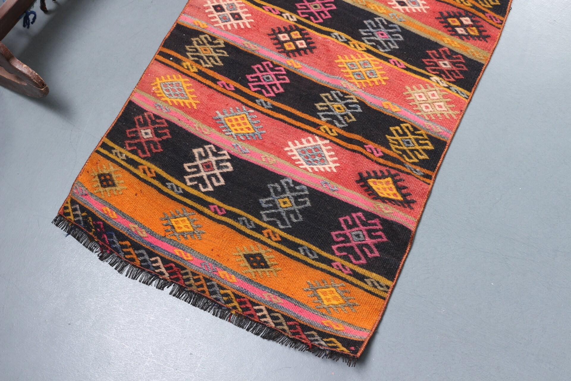 Siyah Yatak odası Kilim, Anadolu Kilim, 65x96 cm Küçük Kilim, Banyo Kilim, Giriş Kilim, Banyo Kilim, Nostaljik Kilim, Duvar Kilim