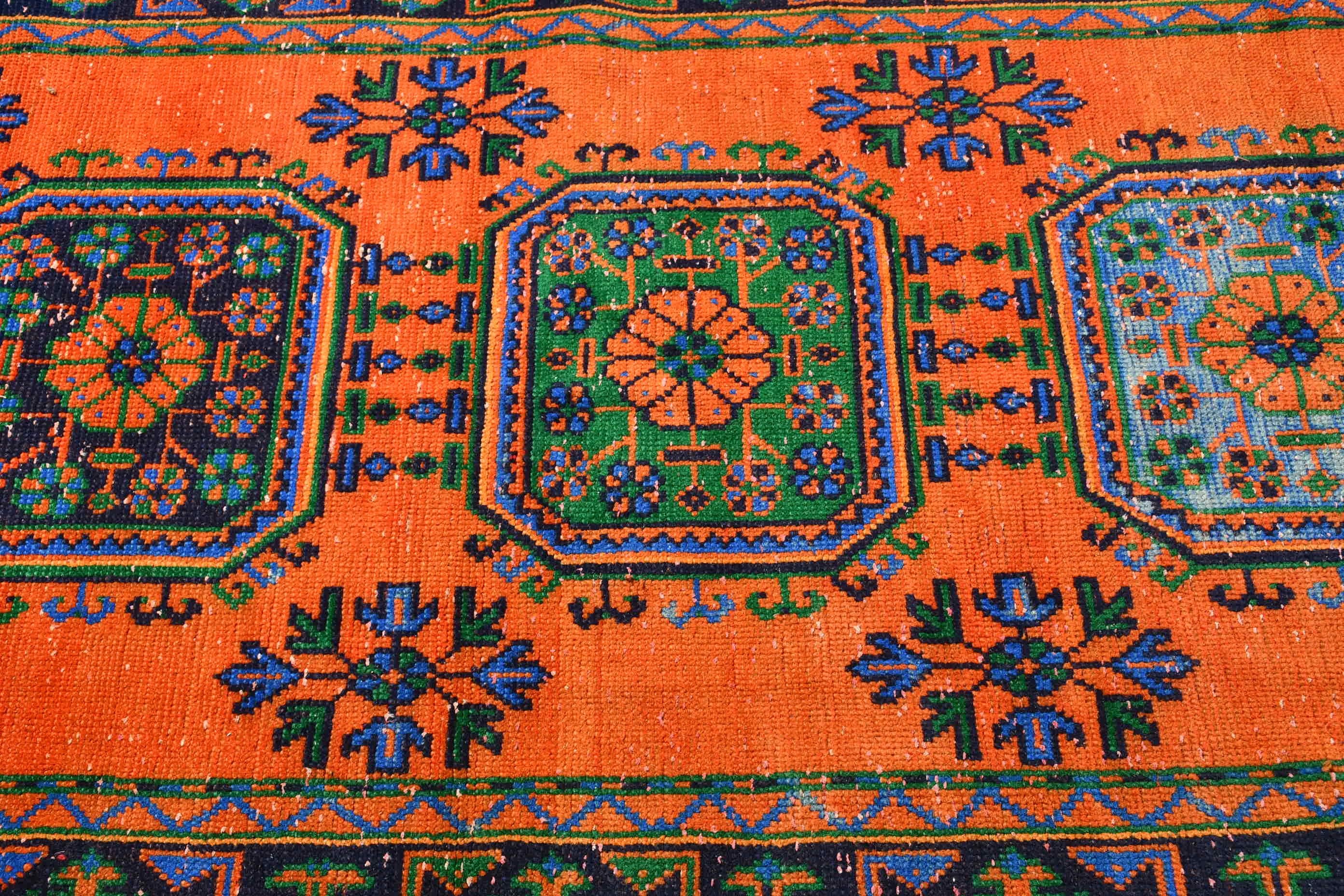 Floor Rug, Vintage Rug, Rugs for Hallway, Oriental Rug, Outdoor Rug, 3.9x10.8 ft Runner Rug, Stair Rugs, Orange Oriental Rug, Turkish Rugs